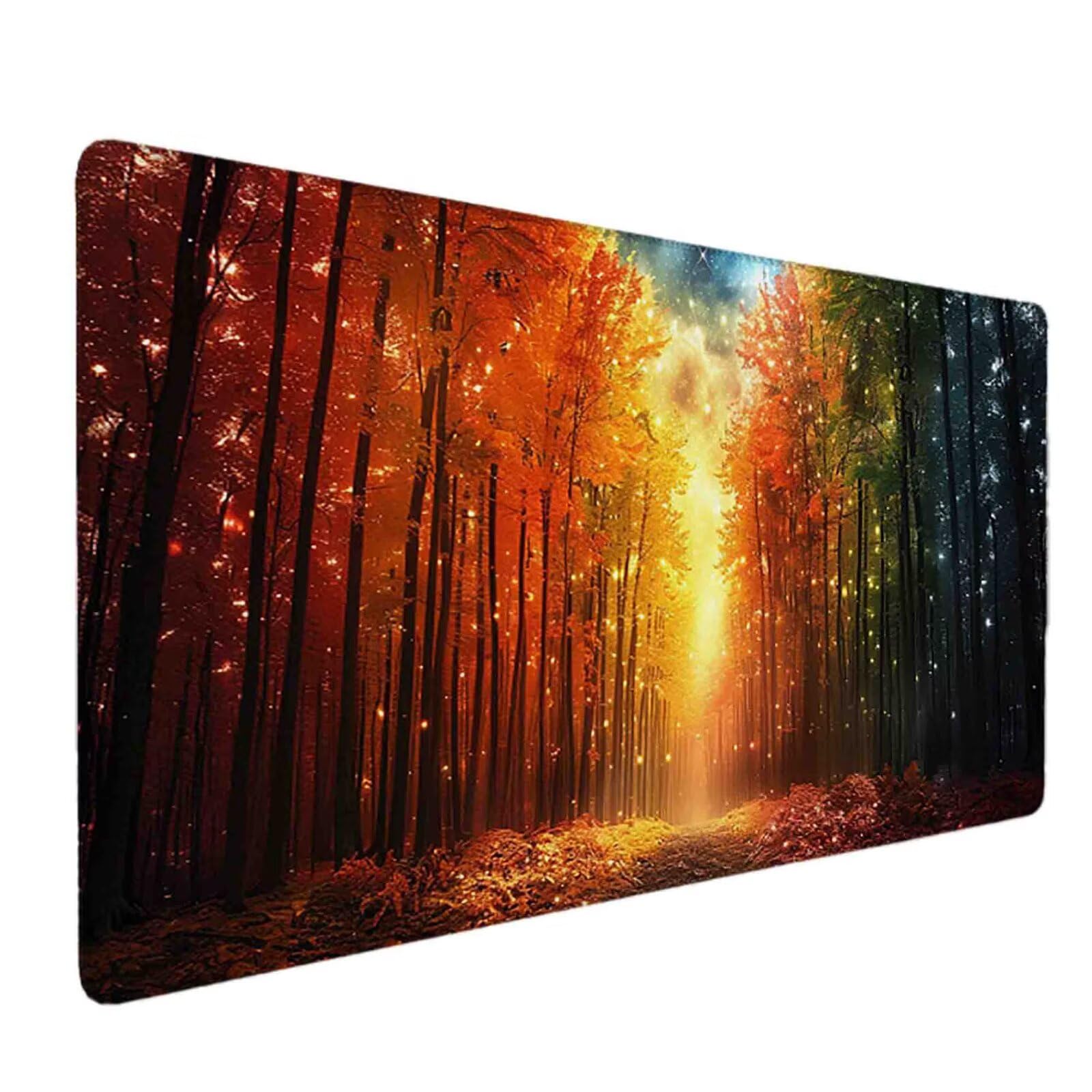 Mauspad 1000 x 500 Orange Farbe Mauspad Baum Schreibtischunterlage mit Genähten Kanten Rutschfester Mousepad XXL, Tischunterlage Schreibtisch für Maus und Tastatur, Home Office, Gaming Zubehör v5821