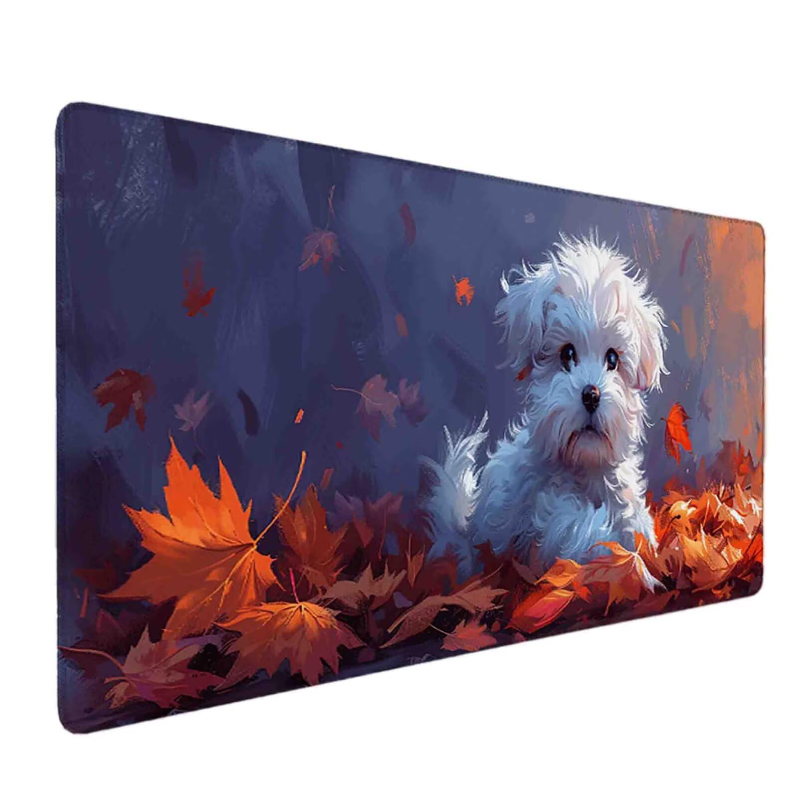 Mauspad 1000 x 500 Grau Mauspad Hund Schreibtischunterlage mit Genähten Kanten Rutschfester Mousepad XXL, Tischunterlage Schreibtisch für PC, Maus und Tastatur, Home Office, Gaming Zubehör w5989