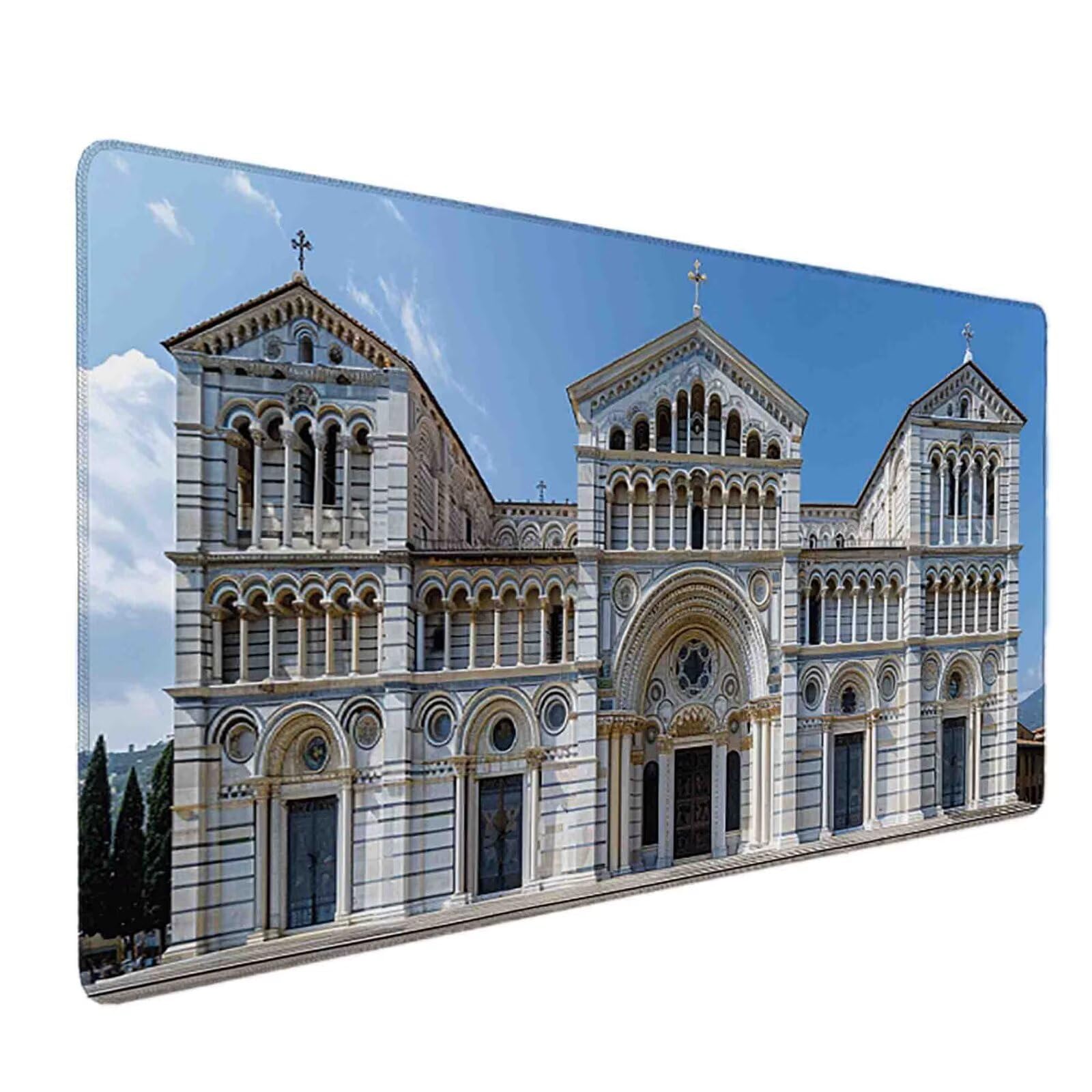Mauspad 1000 x 500 Weiß Mauspad Palast Schreibtischunterlage mit Genähten Kanten Rutschfester Mousepad XXL, Tischunterlage Schreibtisch für PC, Maus und Tastatur, Home Office, Gaming Zubehör w6556