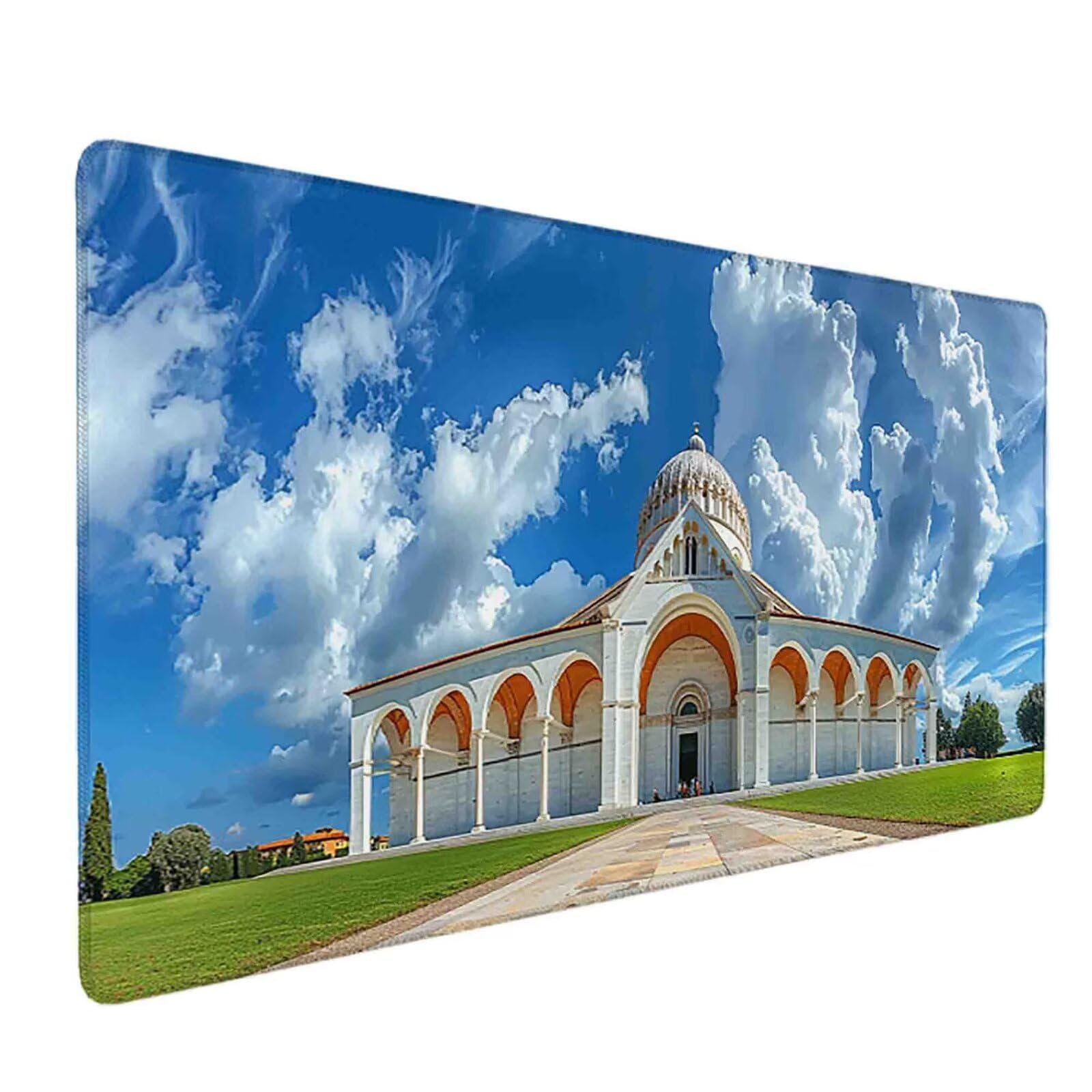 Mauspad 1000 x 500 Blau Mauspad Landschaft Schreibtischunterlage mit Genähten Kanten Rutschfester Mousepad XXL, Tischunterlage Schreibtisch für PC, Maus und Tastatur, Home Office, Gaming Zubehör s6584