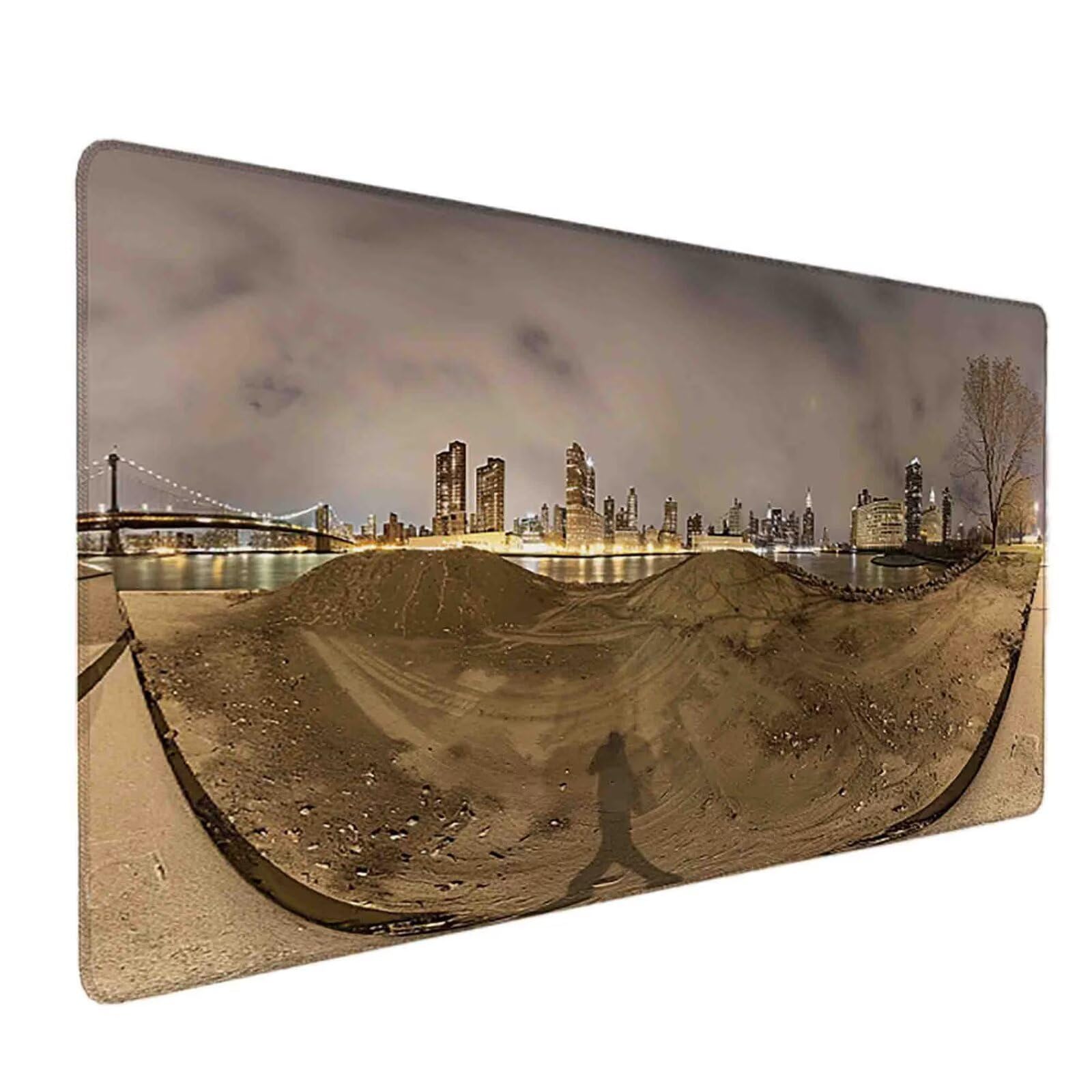 Mauspad 1000 x 500 Grau Mauspad Landschaft Schreibtischunterlage mit Genähten Kanten Rutschfester Mousepad XXL, Tischunterlage Schreibtisch für PC, Maus und Tastatur, Home Office, Gaming Zubehör e6402