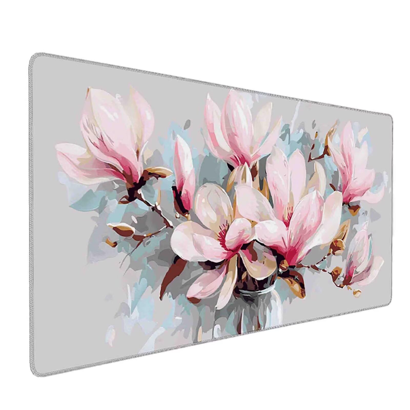 Mauspad 1000 x 500 Rosa Mauspad Blume Schreibtischunterlage mit Genähten Kanten Rutschfester Mousepad XXL, Tischunterlage Schreibtisch für PC, Maus und Tastatur, Home Office, Gaming Zubehör e5961