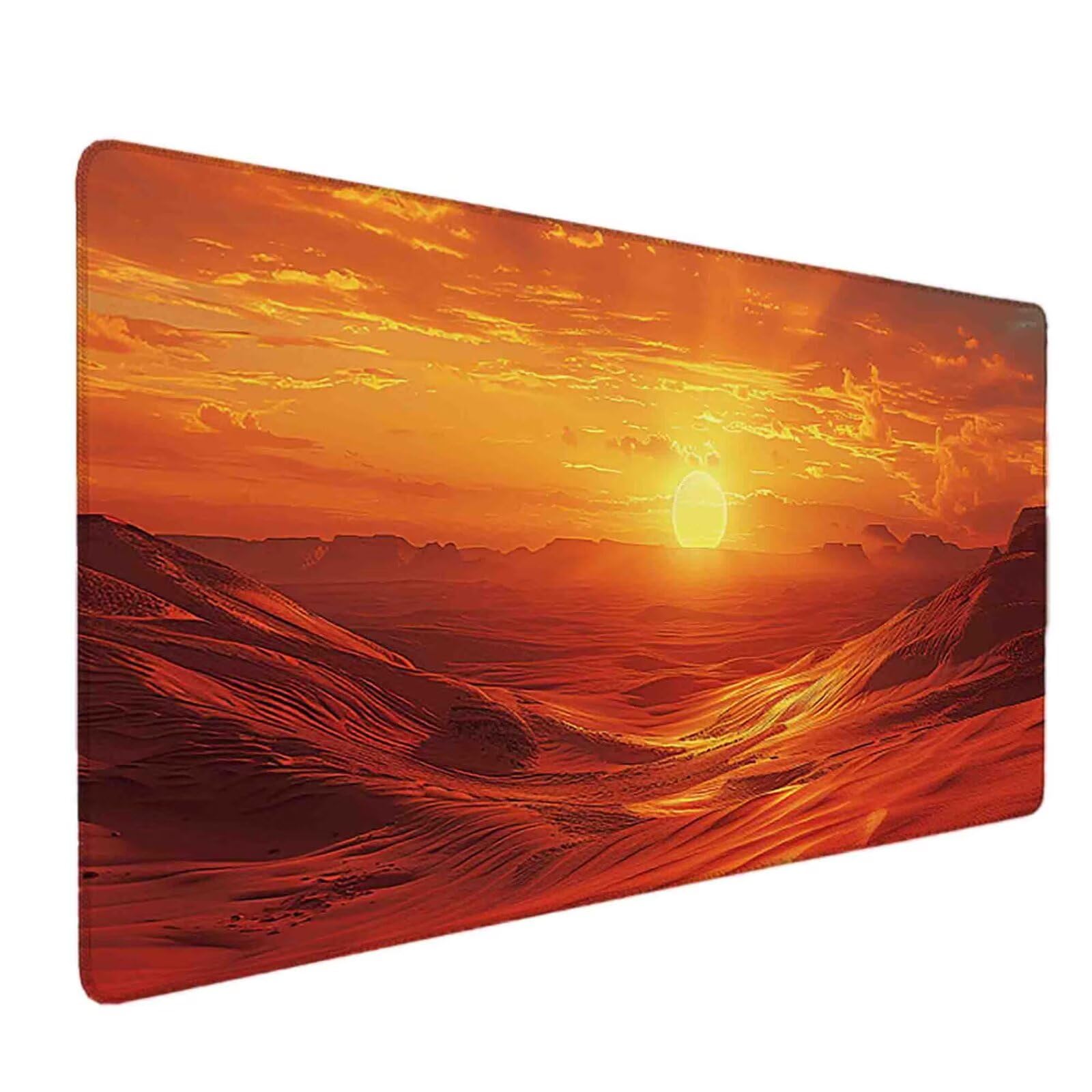 Mauspad 1000 x 500 Orange Farbe Mauspad Landschaft Schreibtischunterlage mit Genähten Kanten Rutschfester Mousepad XXL, Tischunterlage Schreibtisch für PC, Maus und Tastatur, Gaming Zubehör g5345
