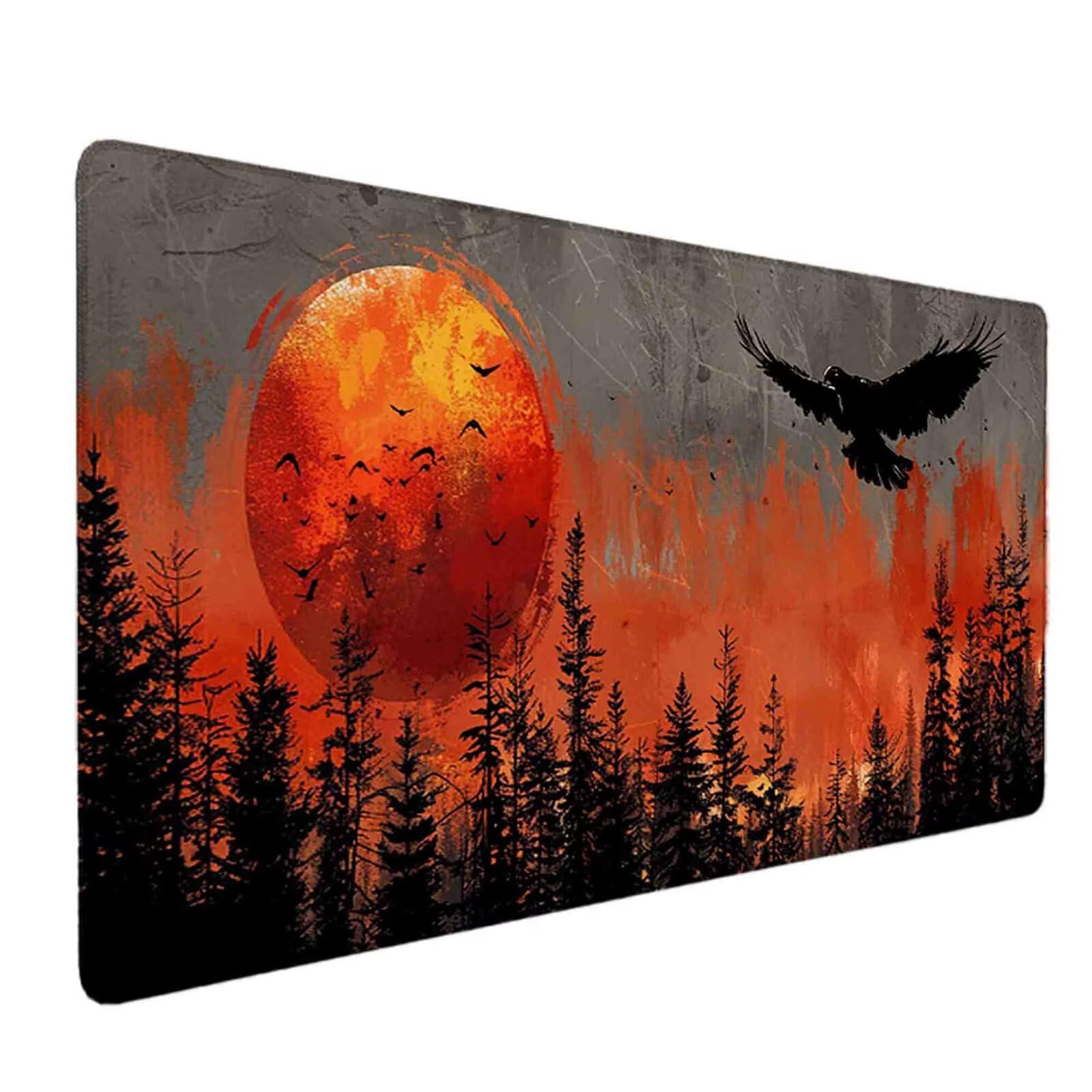 Mauspad 1000 x 500 Sonne Mauspad Vogel Schreibtischunterlage mit Genähten Kanten Rutschfester Mousepad XXL, Tischunterlage Schreibtisch für PC, Maus und Tastatur, Home Office, Gaming Zubehör p6059