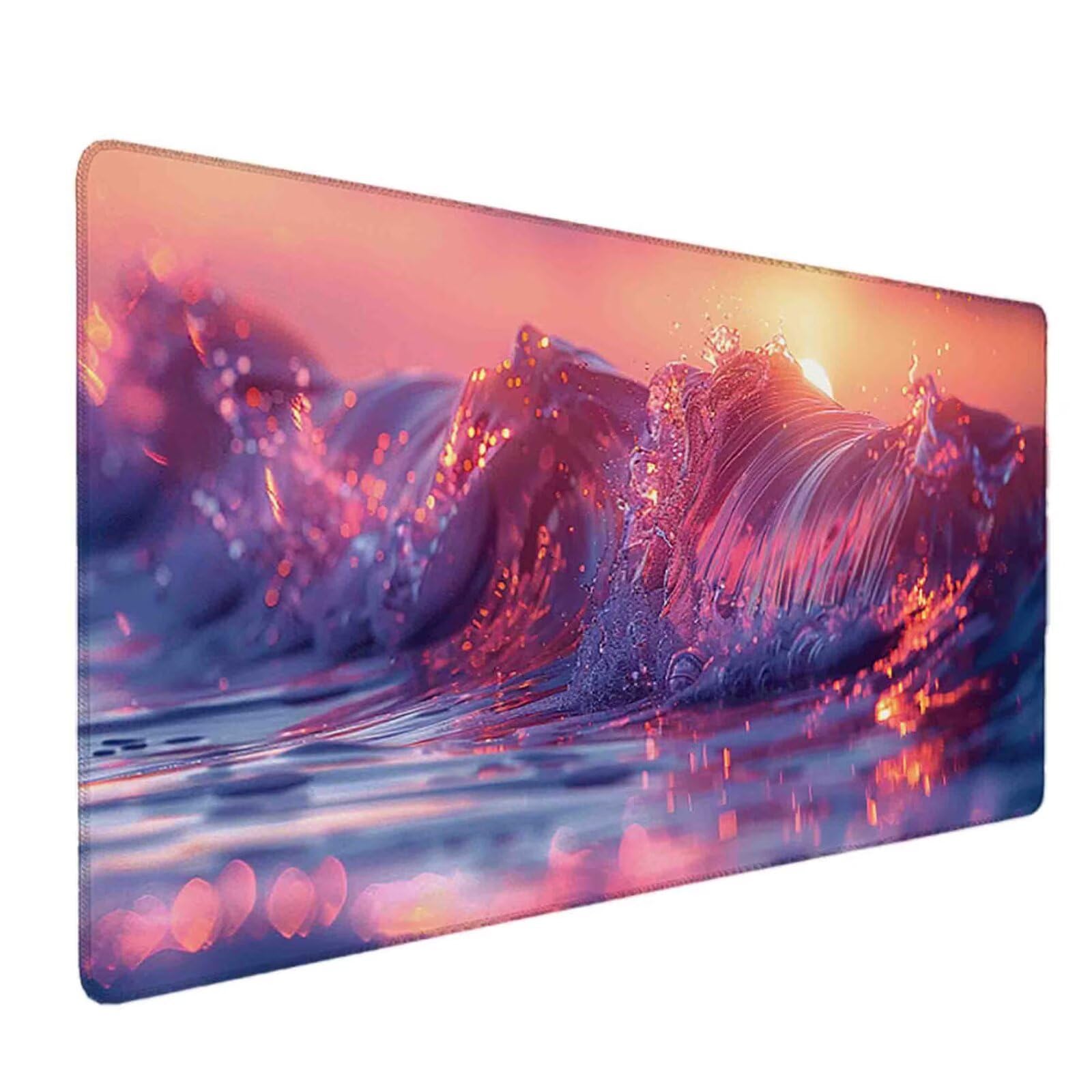 Mauspad 1200 x 600 Lila Mauspad Meer Schreibtischunterlage mit Genähten Kanten Rutschfester Mousepad XXL, Tischunterlage Schreibtisch für PC, Maus und Tastatur, Home Office, Gaming Zubehör c6459