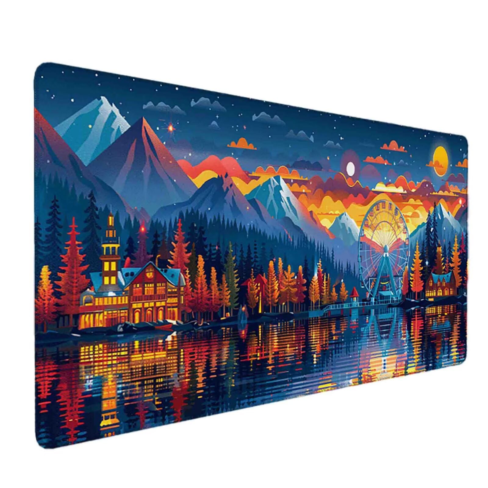 Mauspad 1000 x 500 Farbe Mauspad Landschaft Schreibtischunterlage mit Genähten Kanten Rutschfester Mousepad XXL, Tischunterlage Schreibtisch für Maus und Tastatur, Home Office, Gaming Zubehör c6108