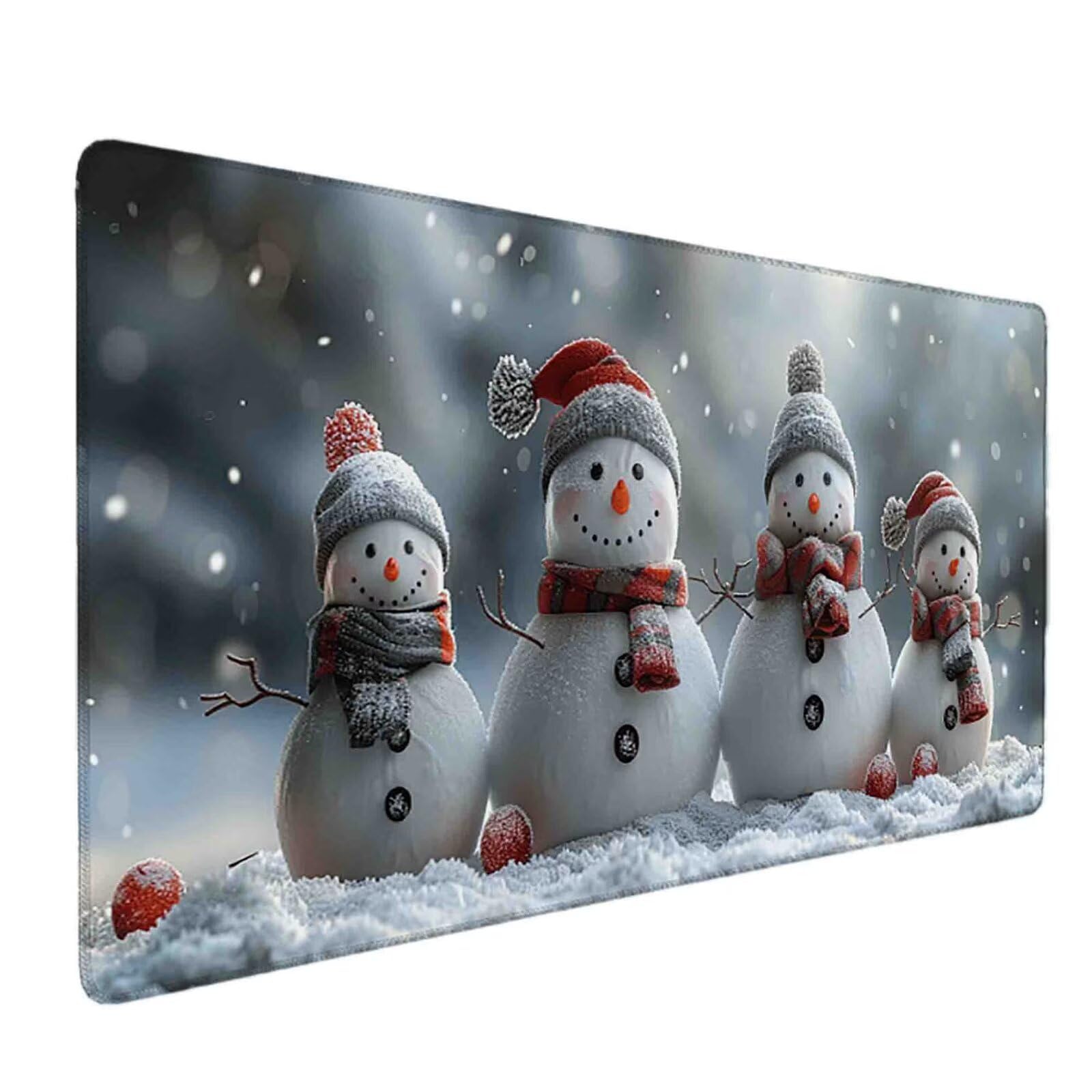 Mauspad 1000 x 500 Grau Mauspad Schneemann Schreibtischunterlage mit Genähten Kanten Rutschfester Mousepad XXL, Tischunterlage Schreibtisch für PC, Maus und Tastatur, Home Office, Gaming Zubehör e6150