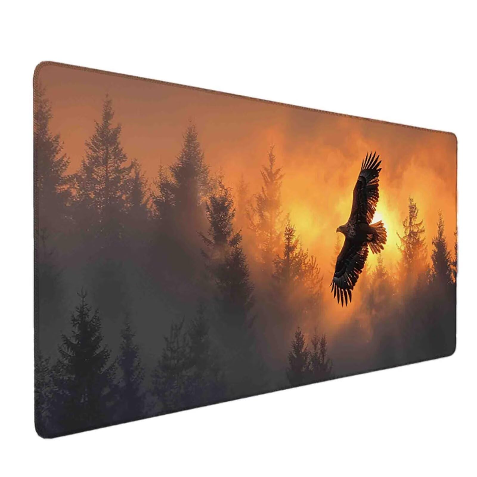 Mauspad 1200 x 600 Orange Farbe Mauspad Vogel Schreibtischunterlage mit Genähten Kanten Rutschfester Mousepad XXL, Tischunterlage Schreibtisch für Maus, Tastatur, Home Office, Gaming Zubehör c6081
