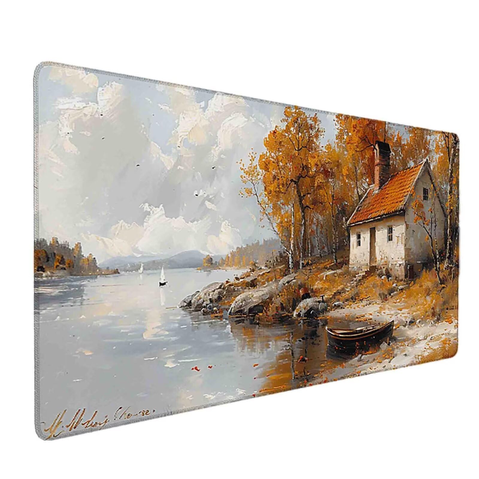 Mauspad 1200 x 600 Orange Farbe Mauspad Haus Schreibtischunterlage mit Genähten Kanten Rutschfester Mousepad XXL, Tischunterlage Schreibtisch für Maus und Tastatur, Home Office, Gaming Zubehör o6571