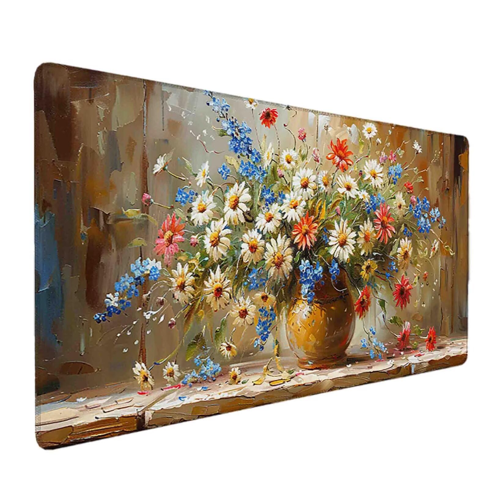 Mauspad 1000 x 500 Farbe Mauspad Blume Schreibtischunterlage mit Genähten Kanten Rutschfester Mousepad XXL, Tischunterlage Schreibtisch für PC, Maus und Tastatur, Home Office, Gaming Zubehör l6003