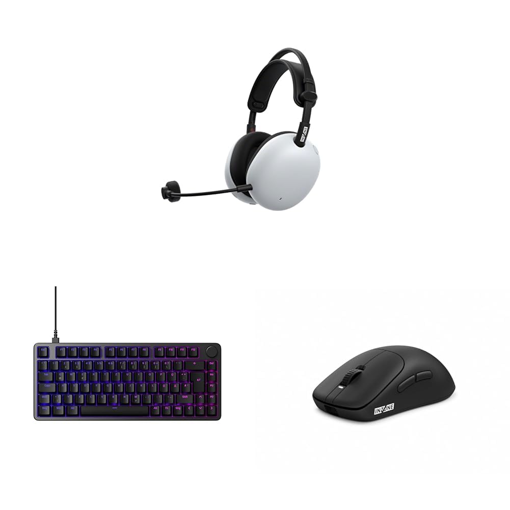 Sony INZONE H9 II kabelloses Gaming-Headset mit Noise Cancelling, weiß + INZONE Keyboard + INZONE Gaming-Mouse