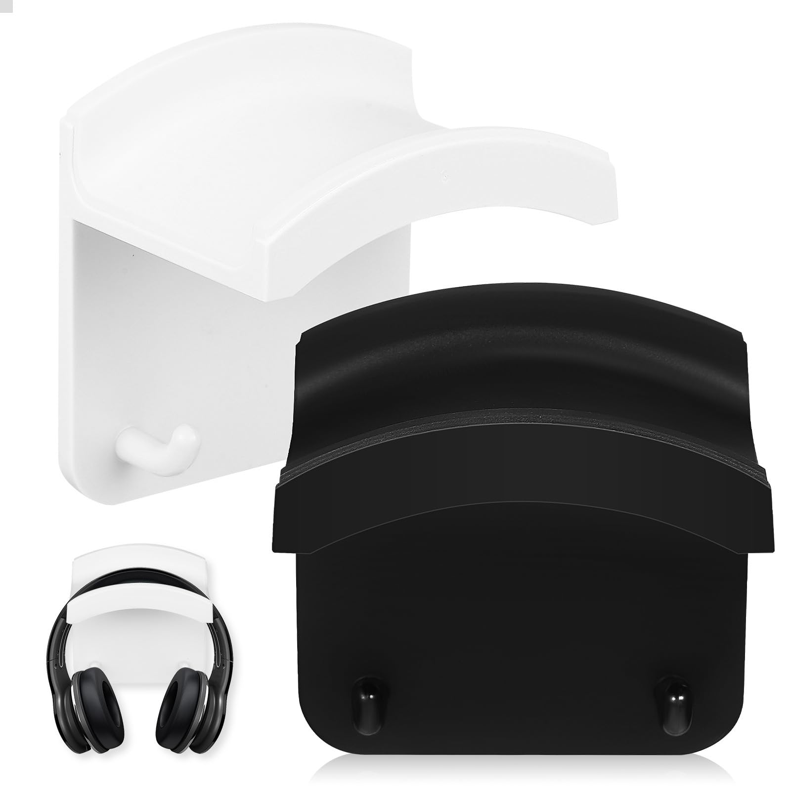 2 Stück pack Kopfhörerhalterung aus Abs mit Selbstklebendem Design und Doppeltem Haken Allgemein Einsetzbar für Headset und Schlüsselanhänger für Gaming Raum und Riegel