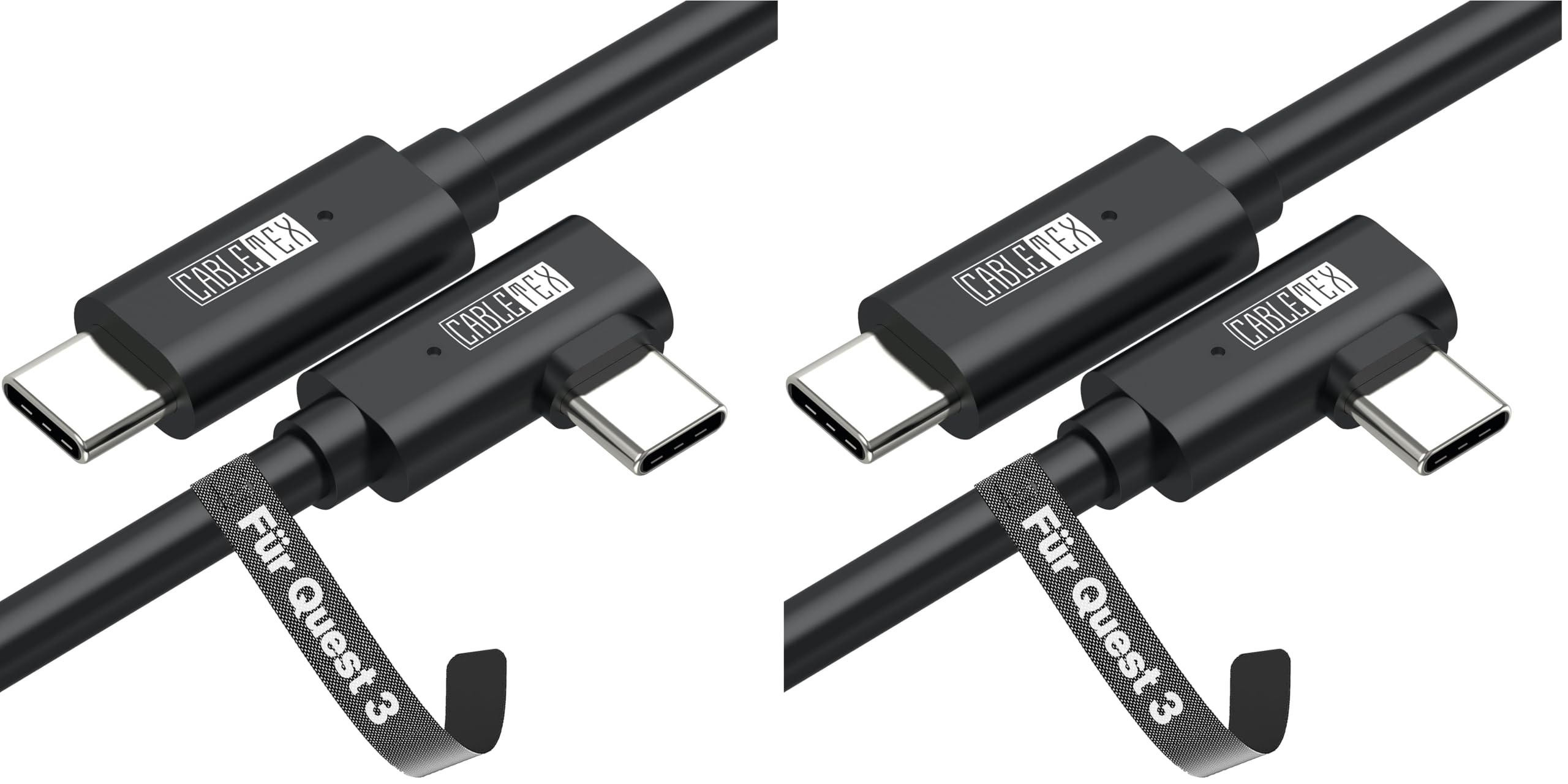 CABLETEX 5m Link Kabel für Meta Quest 3, Oculus Quest 2, PICO 4, PSVR2, Steam VR – USB 3.2 USB C Kabel für VR Headset und Gaming PC, 5 Gbit/s Datenübertragung (Packung mit 2)