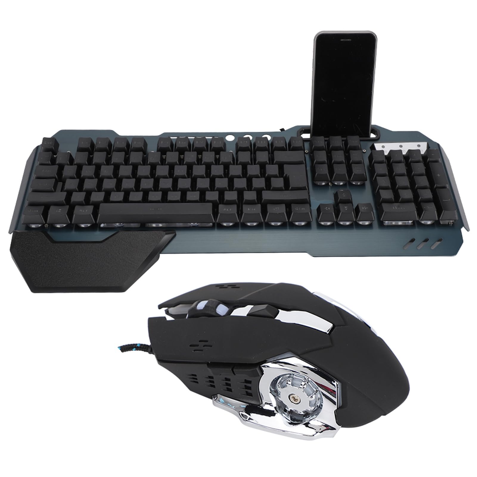 Bewinner Mechanische USB-Tastatur und -Maus-Kombination, Kabelgebundene Gaming-Tastatur mit 26-Tasten-Rollover und Wasserdichtem Design, 6-Tasten-Maus mit 3200 DPI, Schwimmende mit Zweifarbiger