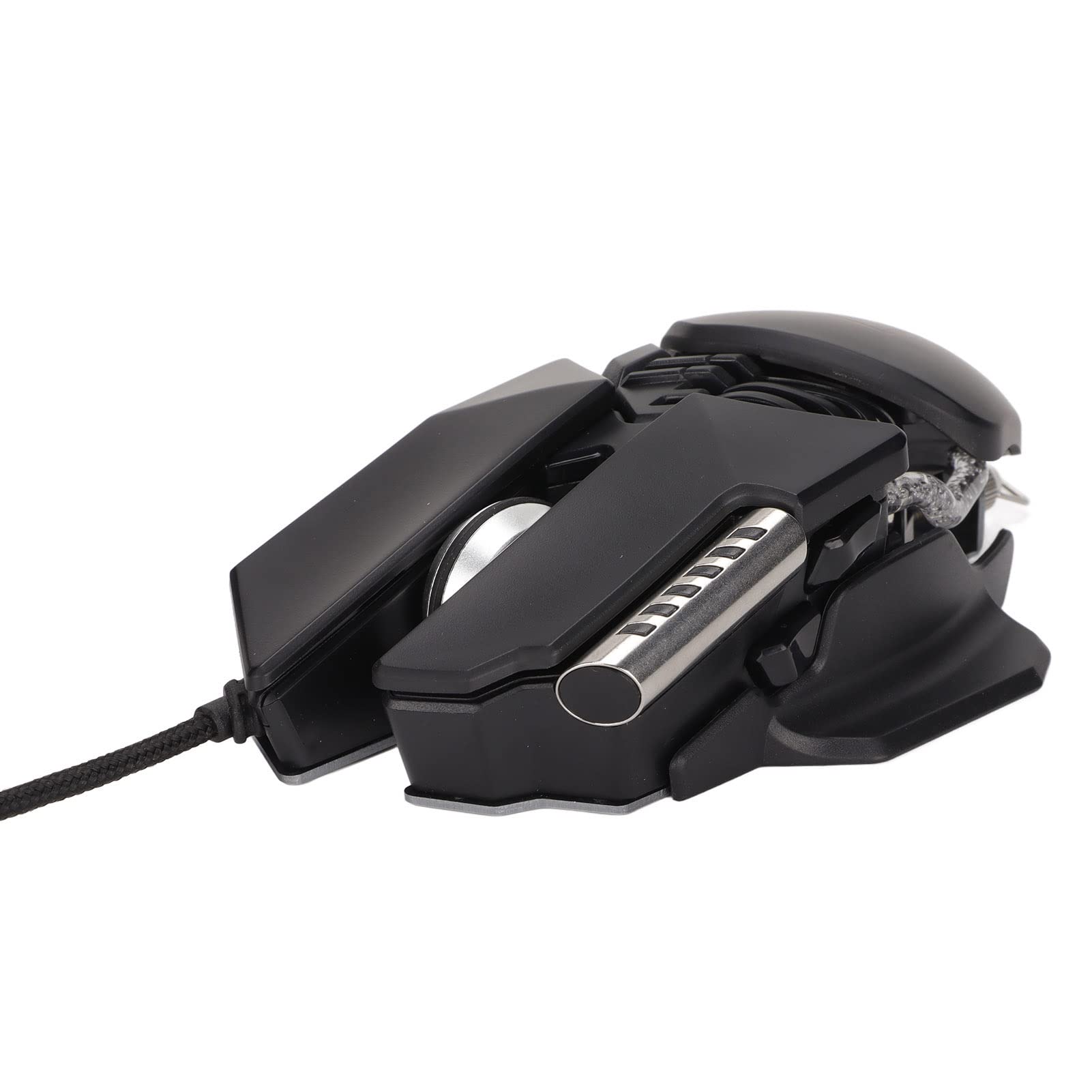 Bewinner 6D RGB USB Kabelgebundene Mechanische Gaming-Maus, 12800 DPI, Ergonomisches Metalldesign mit Einziehbarer Einstellung und Geflochtenem Nylonkabel für PC-Computer