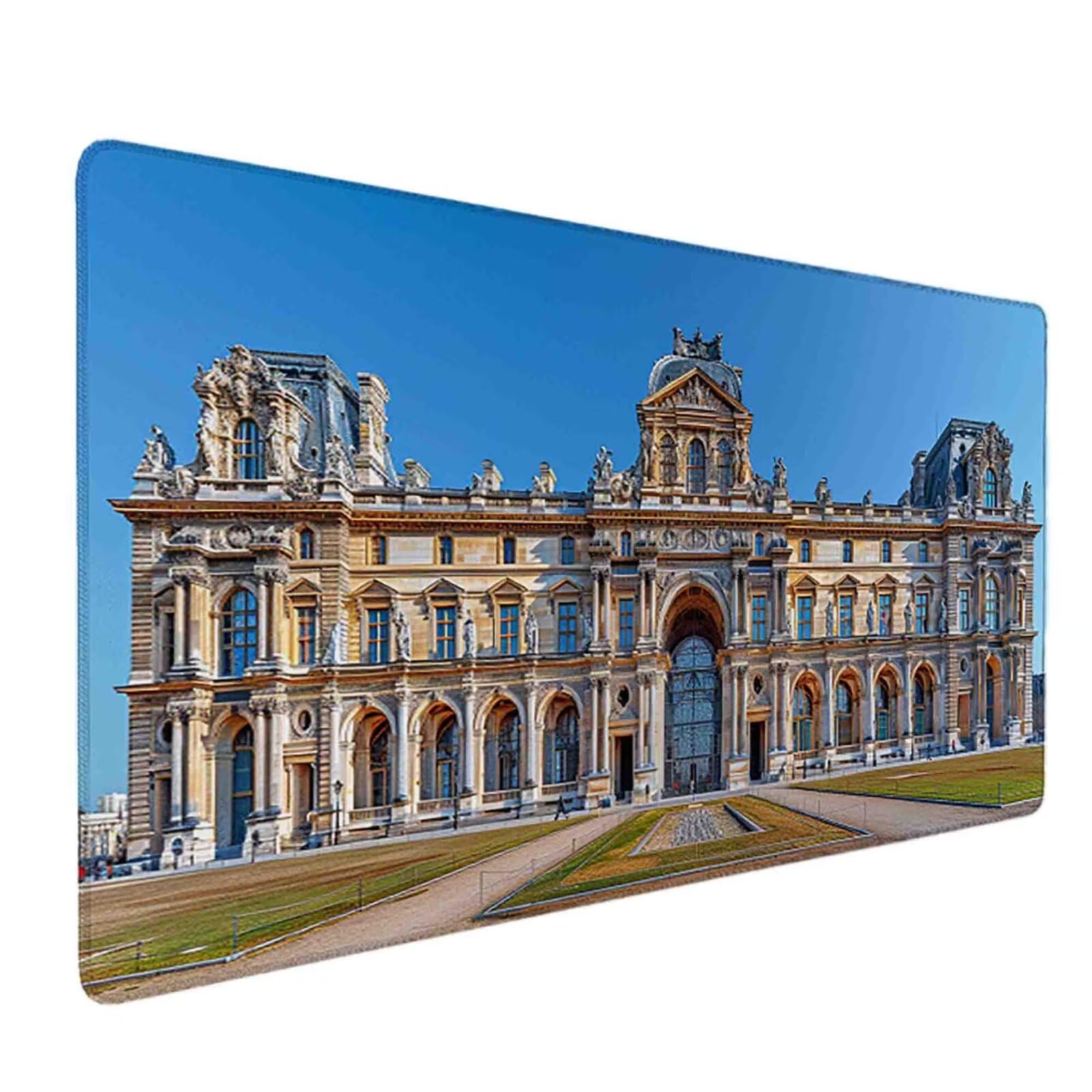 Mauspad 1200 x 600 Paris Mauspad Louvre Schreibtischunterlage mit Genähten Kanten Rutschfester Mousepad XXL, Tischunterlage Schreibtisch für PC, Maus und Tastatur, Home Office, Gaming Zubehör v6928