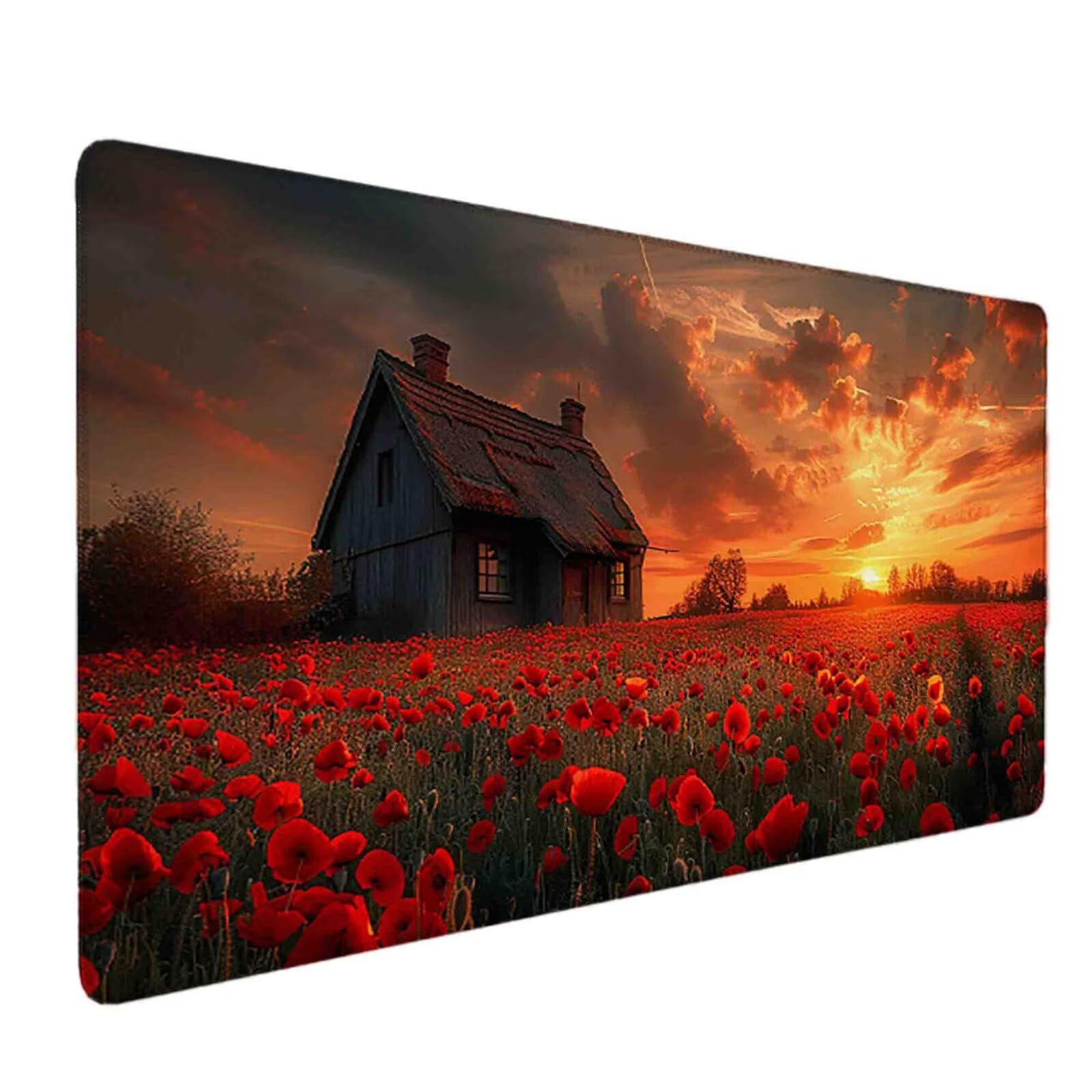Mauspad 1200 x 600 Blume Mauspad Landschaft Schreibtischunterlage mit Genähten Kanten Rutschfester Mousepad XXL, Tischunterlage Schreibtisch für Maus und Tastatur, Home Office, Gaming Zubehör v6613