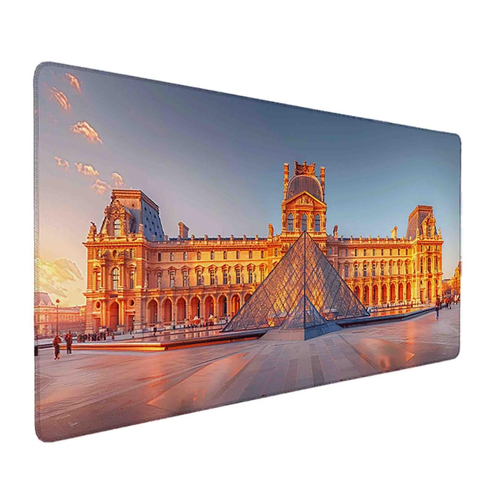 Mauspad 1200 x 600 Louvre Mauspad Paris Schreibtischunterlage mit Genähten Kanten Rutschfester Mousepad XXL, Tischunterlage Schreibtisch für PC, Maus und Tastatur, Home Office, Gaming Zubehör l6921