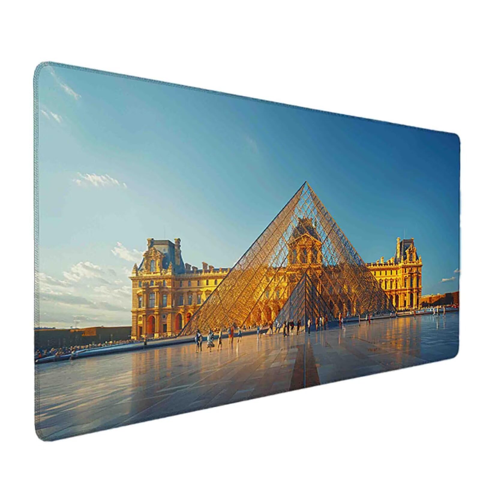 Mauspad 1200 x 600 Blau Mauspad Louvre Schreibtischunterlage mit Genähten Kanten Rutschfester Mousepad XXL, Tischunterlage Schreibtisch für PC, Maus und Tastatur, Home Office, Gaming Zubehör p6914