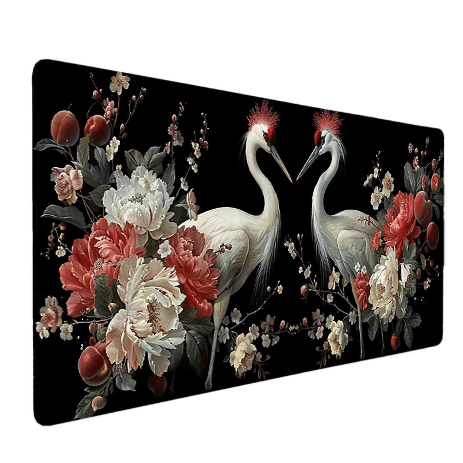 Mauspad 1200 x 600 Tier Mauspad Blume Schreibtischunterlage mit Genähten Kanten Rutschfester Mousepad XXL, Tischunterlage Schreibtisch für PC, Maus und Tastatur, Home Office, Gaming Zubehör g7208