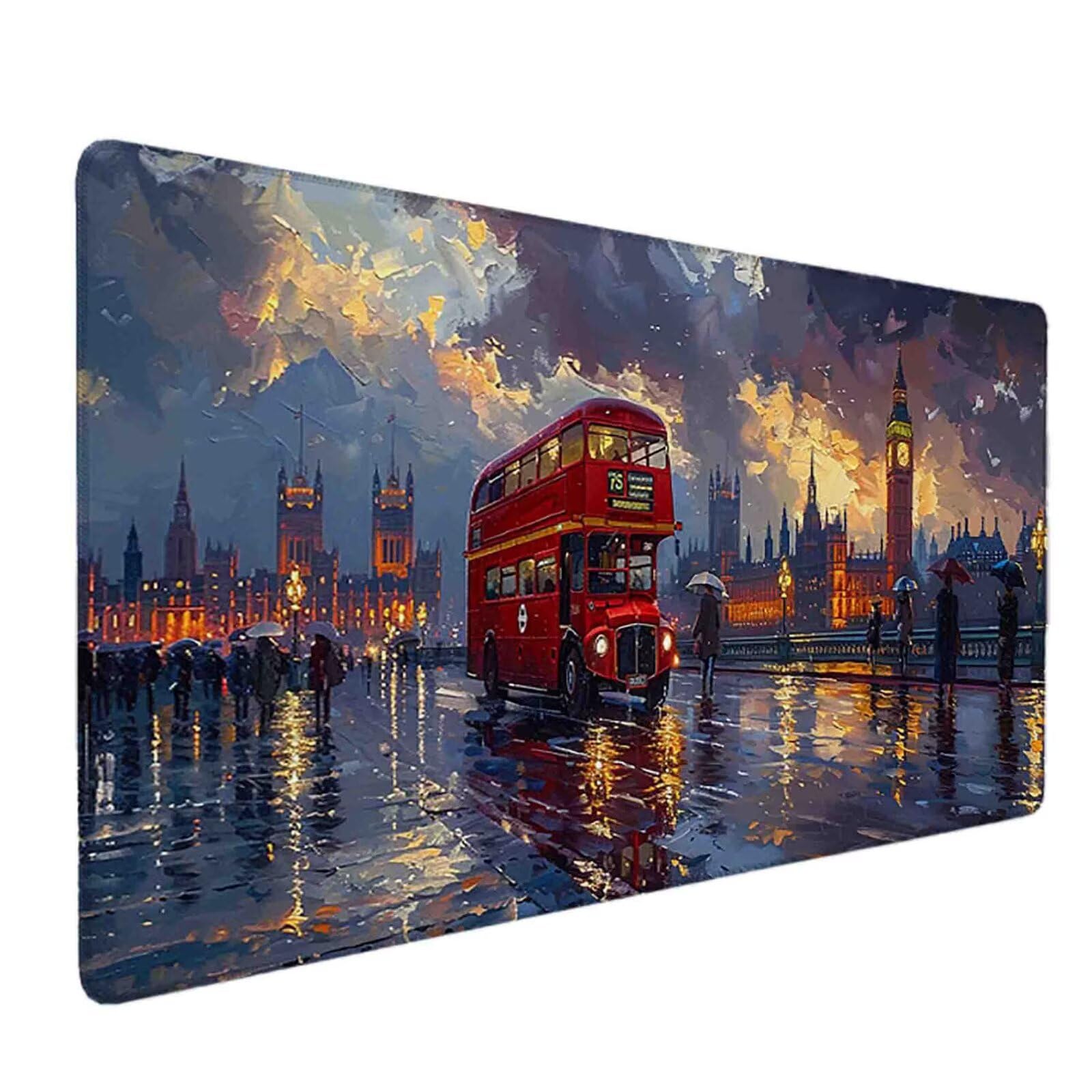 Mauspad 1200 x 600 Rot Mauspad Bus Schreibtischunterlage mit Genähten Kanten Rutschfester Mousepad XXL, Tischunterlage Schreibtisch für PC, Maus und Tastatur, Schreibtischzubehör, Gaming Zubehör s6683