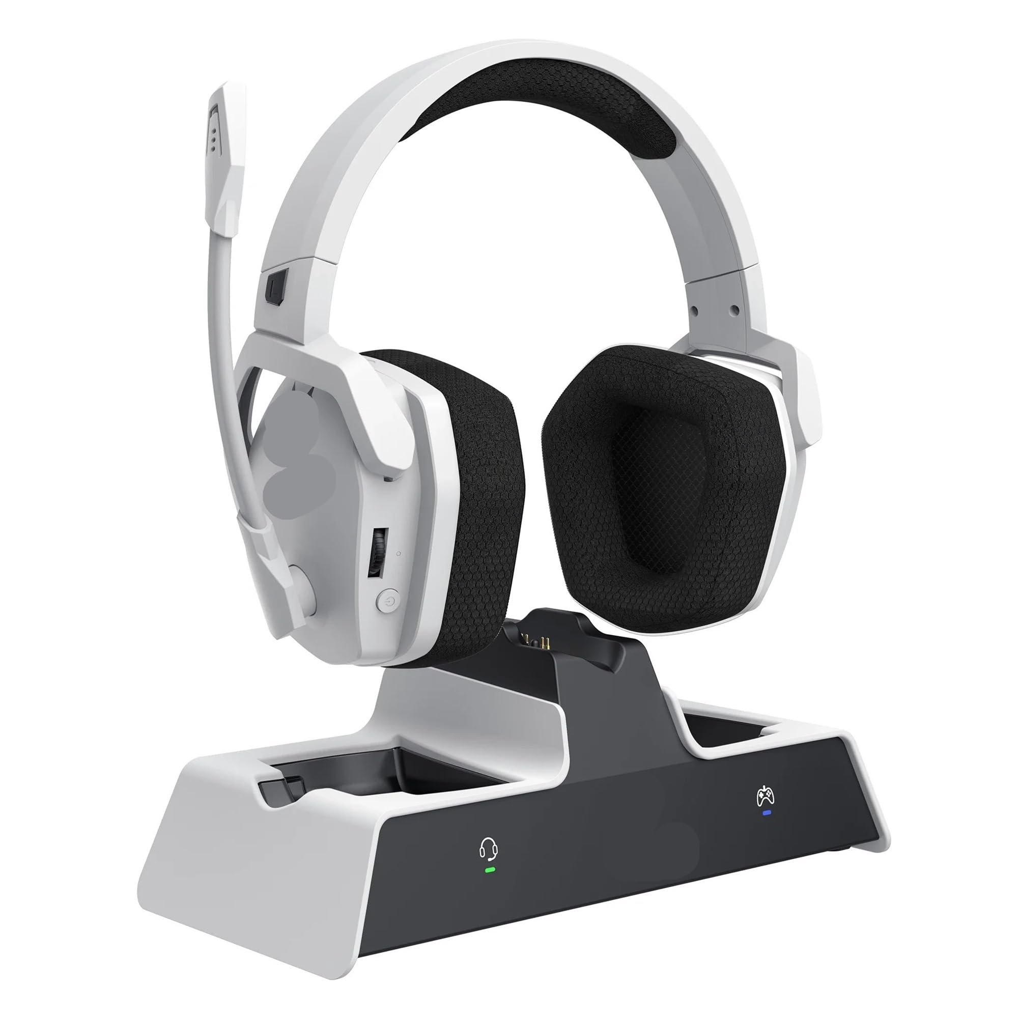Generisch G06 Dual-Gaming-Headsets mit Mikrofon 2,4 G for PS5 PS4 PC Mobile Switch(Pro-White)