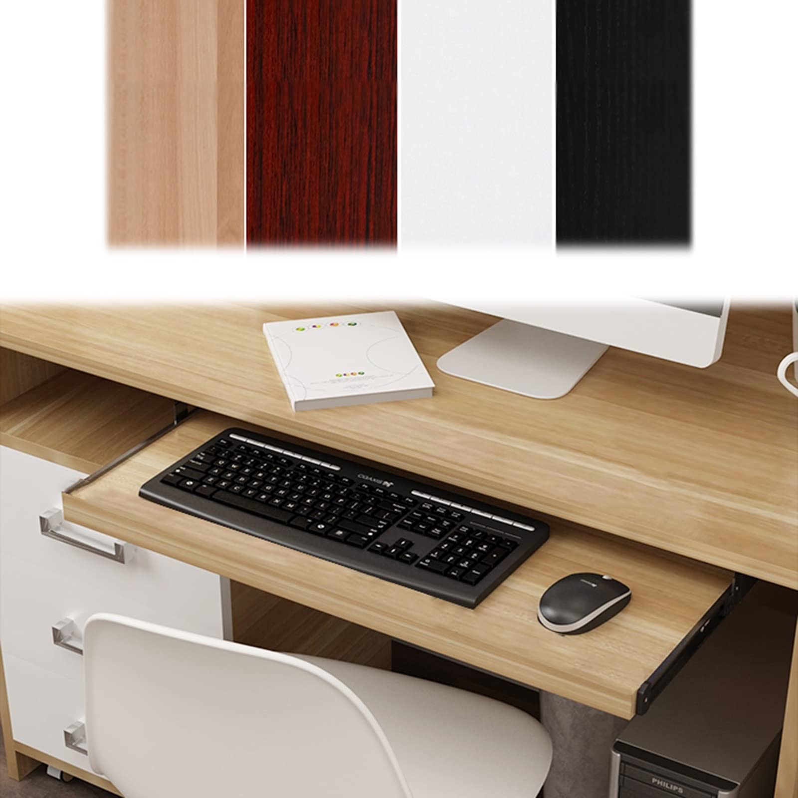 Verstellbare Tastaturablage unter dem Schreibtisch, ausziehbare Ablage aus Holz, 25 kg Tragkraft, Handgelenkstütze für Maus und Tastatur, perfekt für Heimbüro und Gaming.