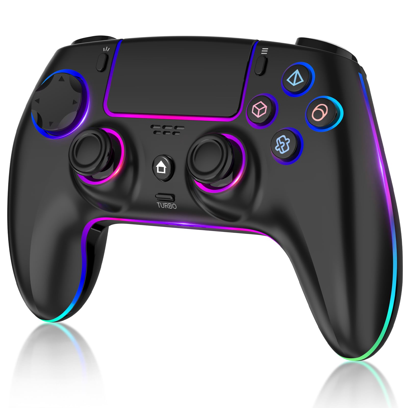 Wireless Pro Controller für PS5/PC/MAC/Steam Deck, Gamepad mit 7 Variablen RGB Farben/Hall Effect Joystick&Trigger/Turbo/6-Achsen-Gyroskop/Programmierbar/Dual Vibration/Headset Anschluss/1500 mAh Akku