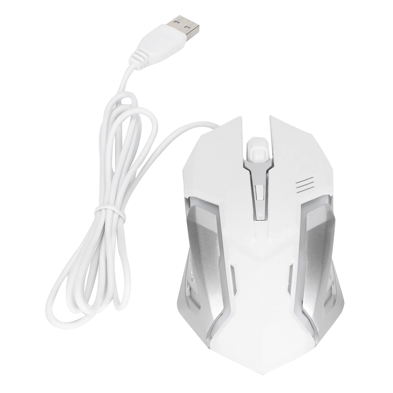 Elprico Kabelgebundene Optische Gaming-Maus mit 7-Farben-Atemlicht für Schnelle Computerbedienung für Gamer und Büroangestellte (White)