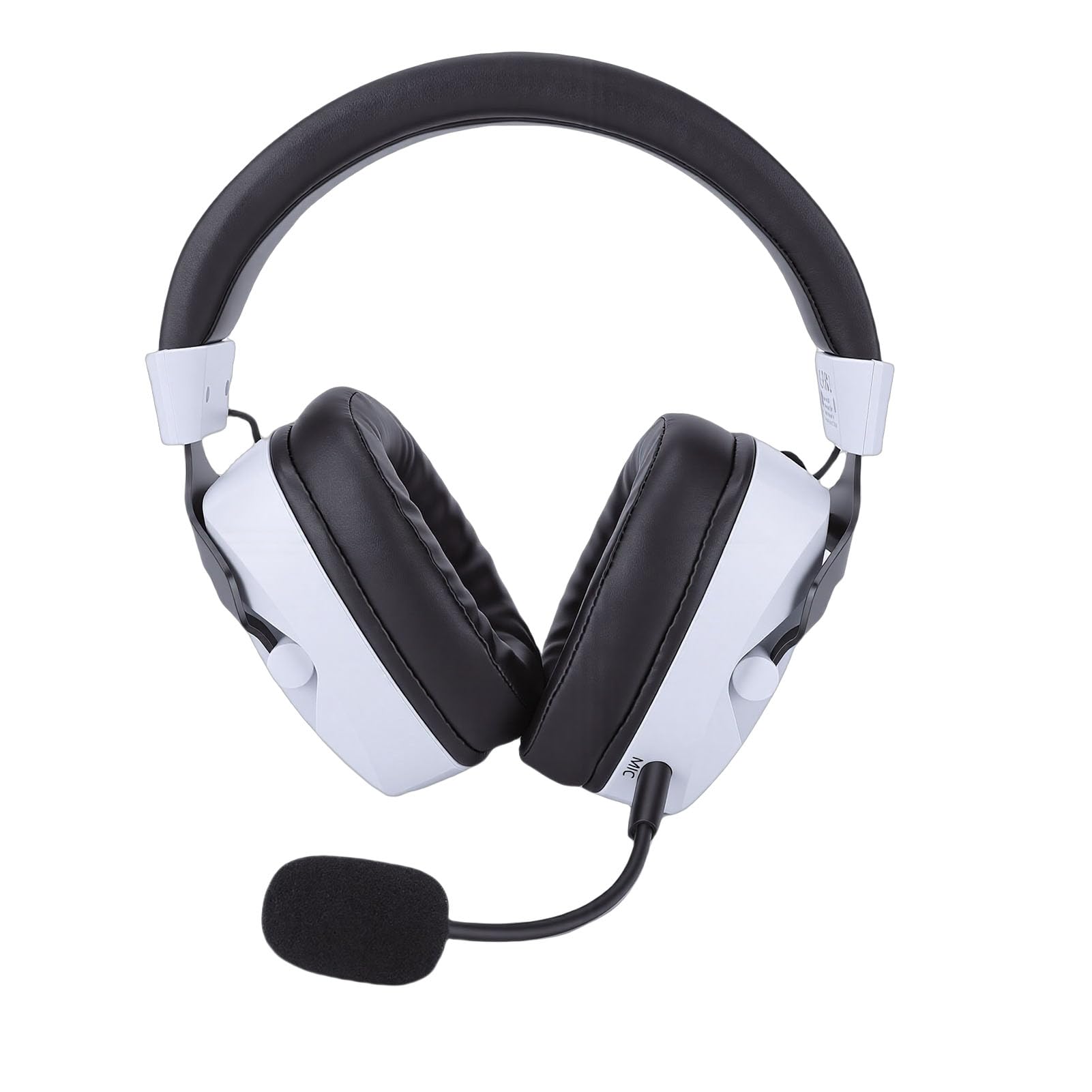 Kabelloses Gaming-Headset, 2,4 GHz Bluetooth 5.4-Kopfhörer, Geräuschunterdrückendes RGB-Licht-Headset mit 7.1-Surround-Sound, Ideal für PC, Laptop und Smartphone (Schwarz-Weiss)