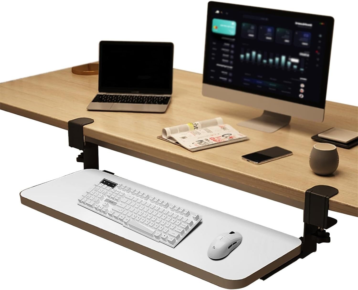 Tastaturablage für Tastatur und Maus, platzsparendes Design, reduziert Ermüdung, perfekt für Zuhause, Büro und Gaming