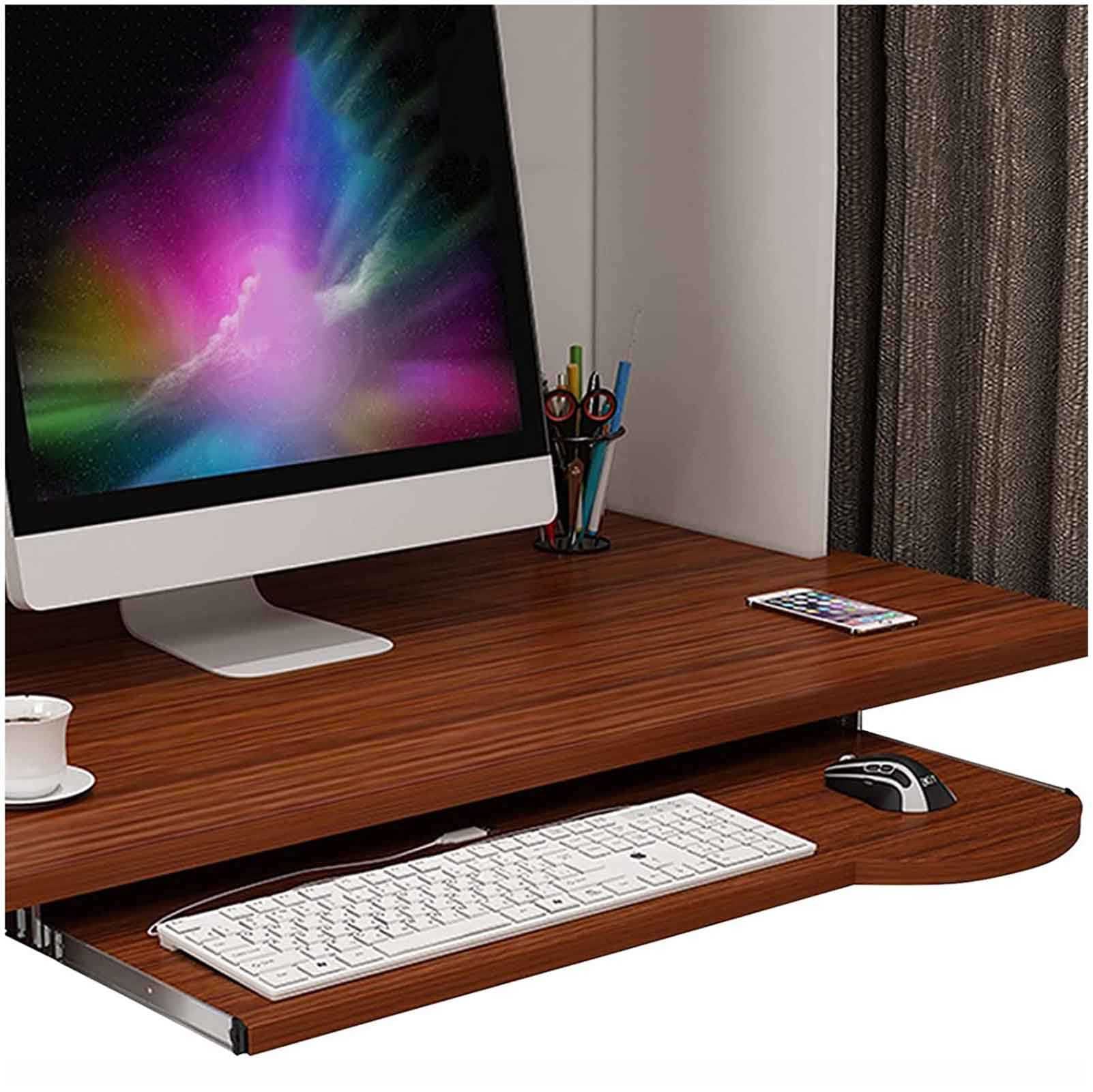 Verstellbares Tastaturregal aus Holz unter dem Schreibtisch mit Maus, höhenverstellbare Tastaturablage für Home Office & Gaming Setup