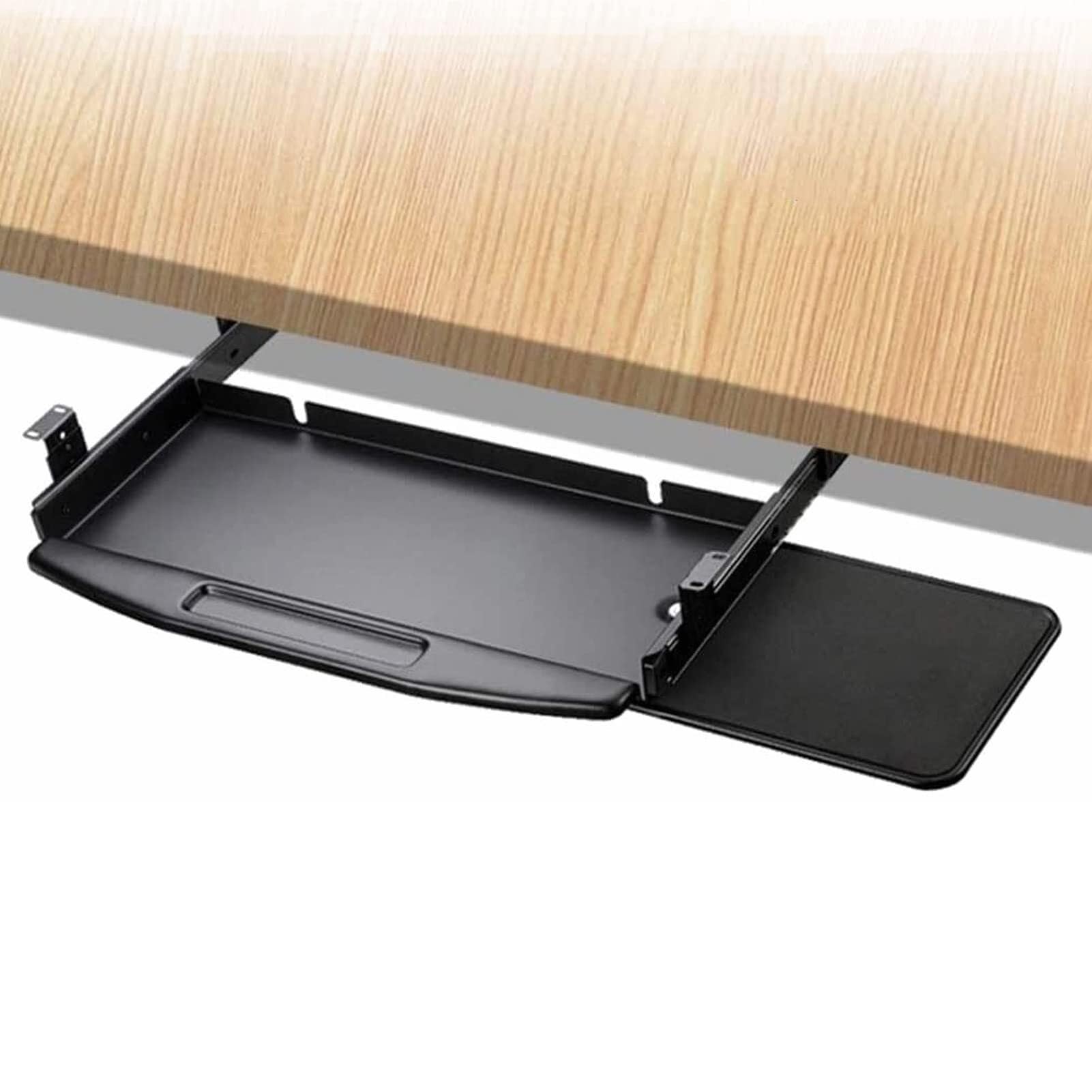 Verstellbare Tastaturablage unter dem Schreibtisch, Metall, ausziehbar, mit Maus-Plattform, Cuter Schreibtischverlängerung für Home Office und Gaming Setup