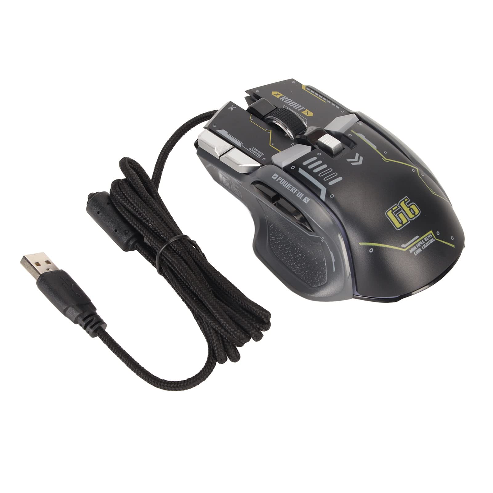 Kabelgebundene Gaming-Maus, 10-Tasten-Makro-programmierbare RGB-Gaming-Maus mit 13 Beleuchtungsmodi, 6 DPI-Einstellungen bis zu 12.800, mechanischer Mikroschalter für PC-Gamer und (Schwarz)