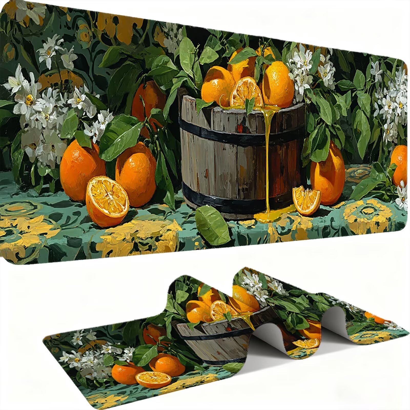 Mauspad, Mousepad XXL 1200 x 600 mm Großes Schreibtischunterlage Obst, Vernähter Rand, rutschfest Ieise Mauspad Gaming, für Gaming Büro Office Geschenke für Männer, Mouse Pad -alle Maus Arten C0P-451