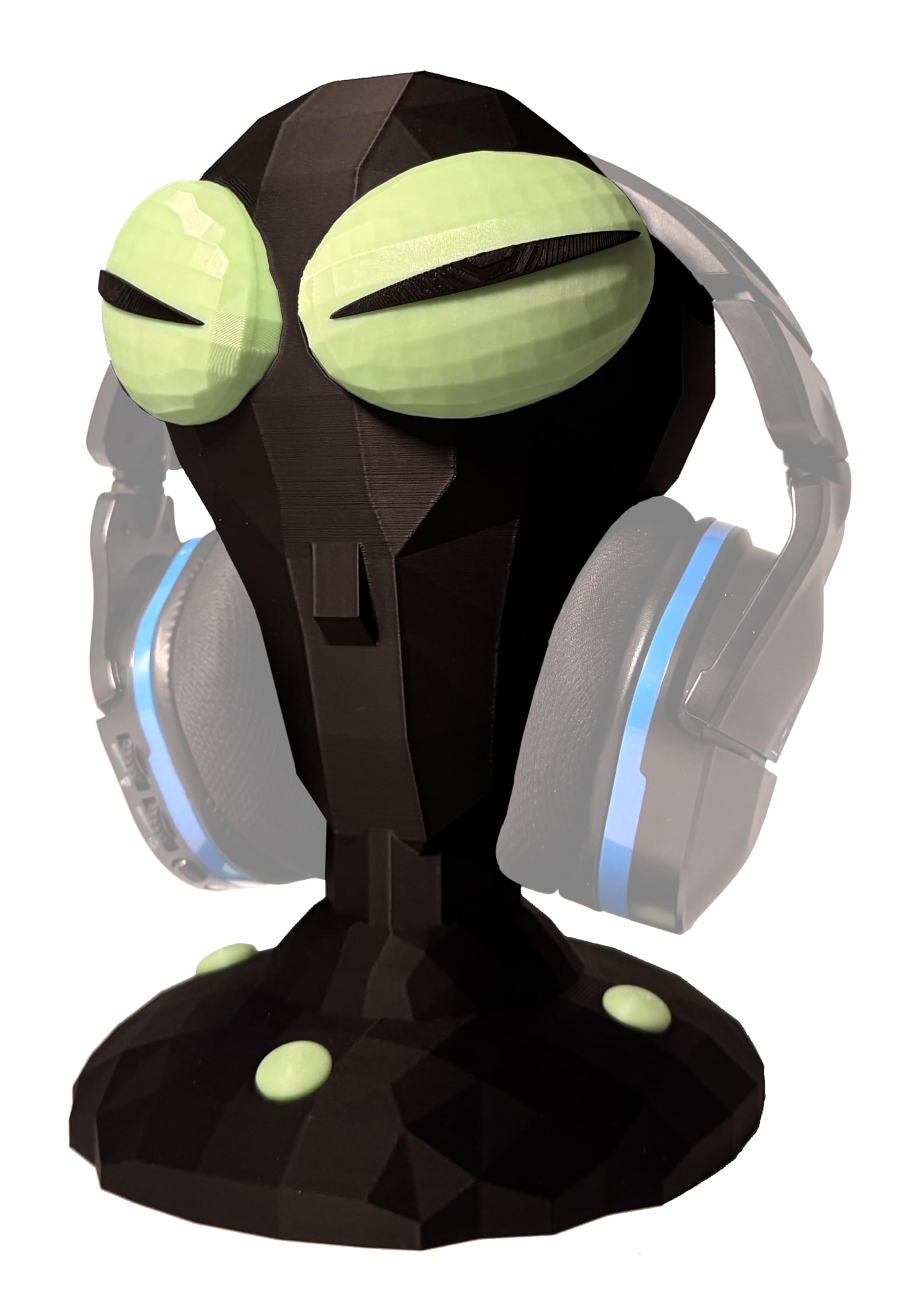 Generisch Alien Headset Halter – Glow in the Dark – Low Poly Design - Gaming Kopfhörerhalter – Sci-Fi Deko – Headphone Stand für Gaming Setup