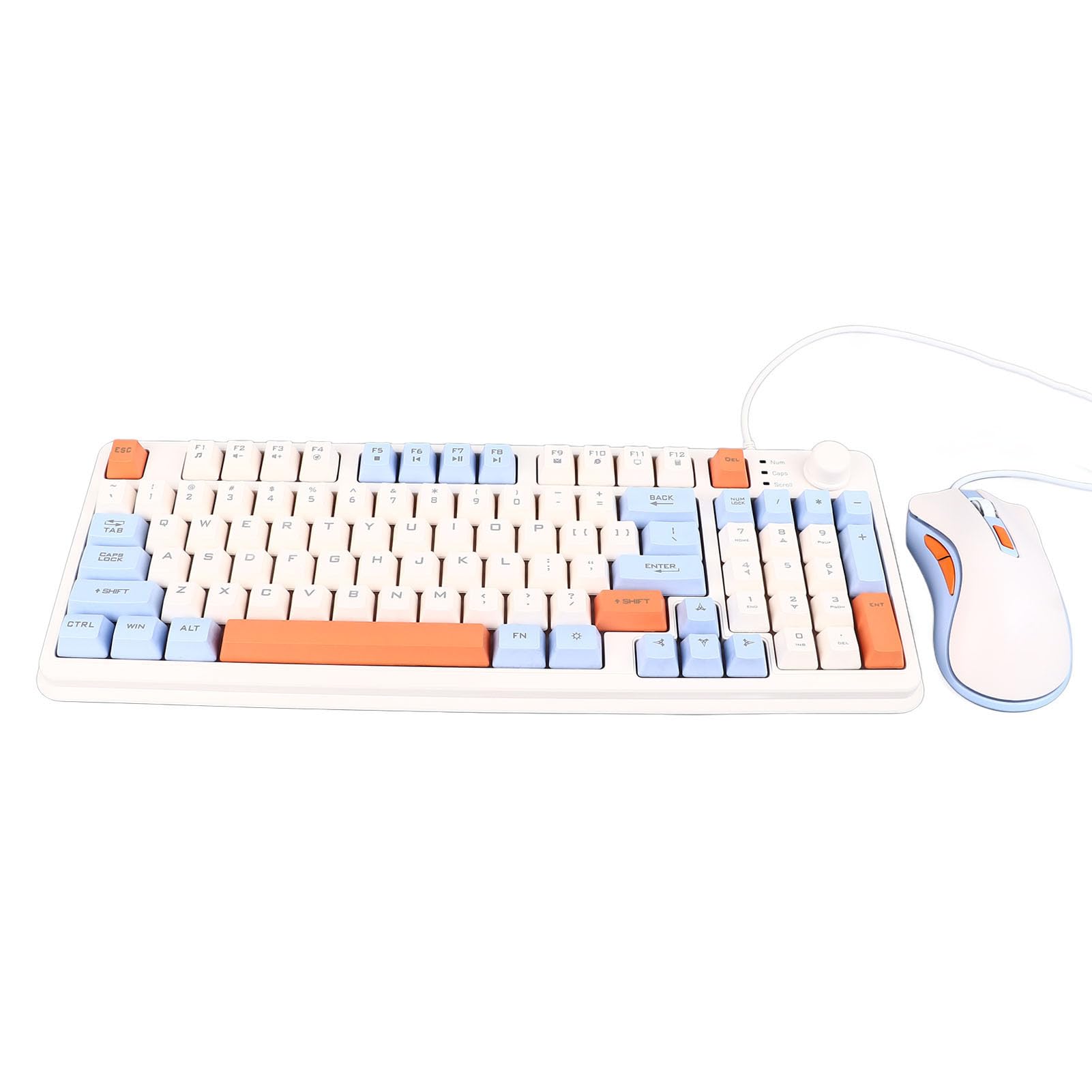 Bewinner Ergonomische Gaming-Tastatur und Maus-Kombination, Mechanische USB-Kabel-Tastatur in Voller Größe für PC und Laptop, Seeblau, Robustes ABS