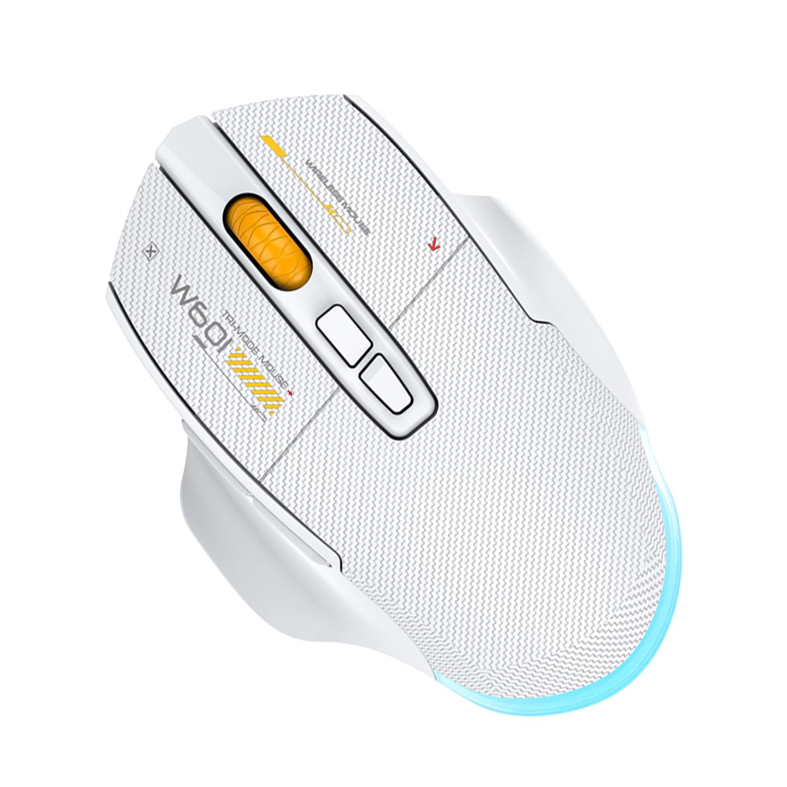 Kabellose Gaming-Maus, Kabelgebundene BT 2,4 G 2,4 G Gaming-Maus mit 12800 DPI, 7 Programmierbaren Tasten, 5 RGB-Modi, 500 MAh, für -Arbeiten (White)