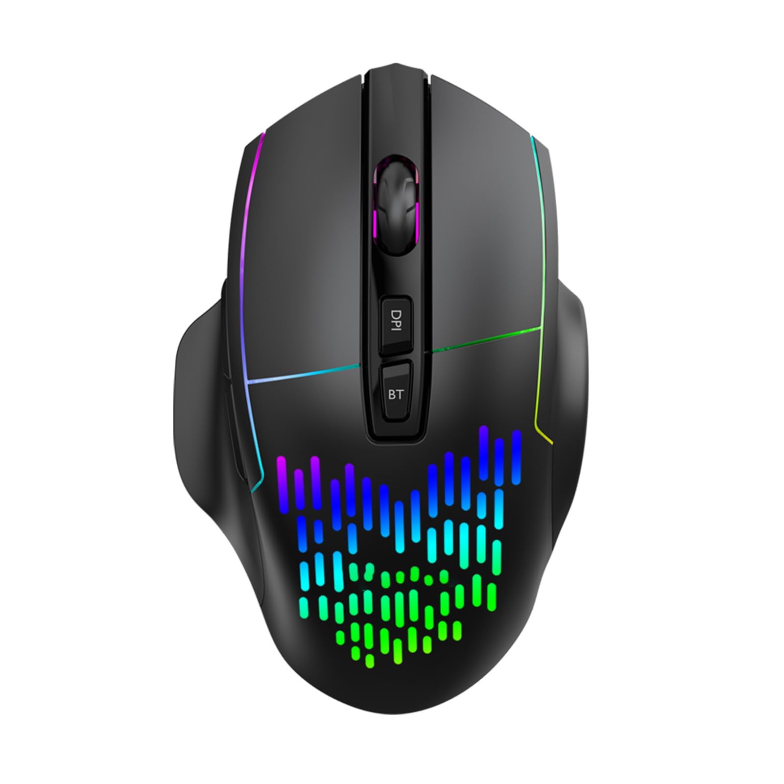 RGB-Gaming-Maus, Kabellos, 2,4 G/BT Dual Wireless mit Leisem Klicken, 7 Tasten, RGB-Hintergrundbeleuchtung, 1000–1600 DPI, 500 MAh, für Gaming-Arbeiten