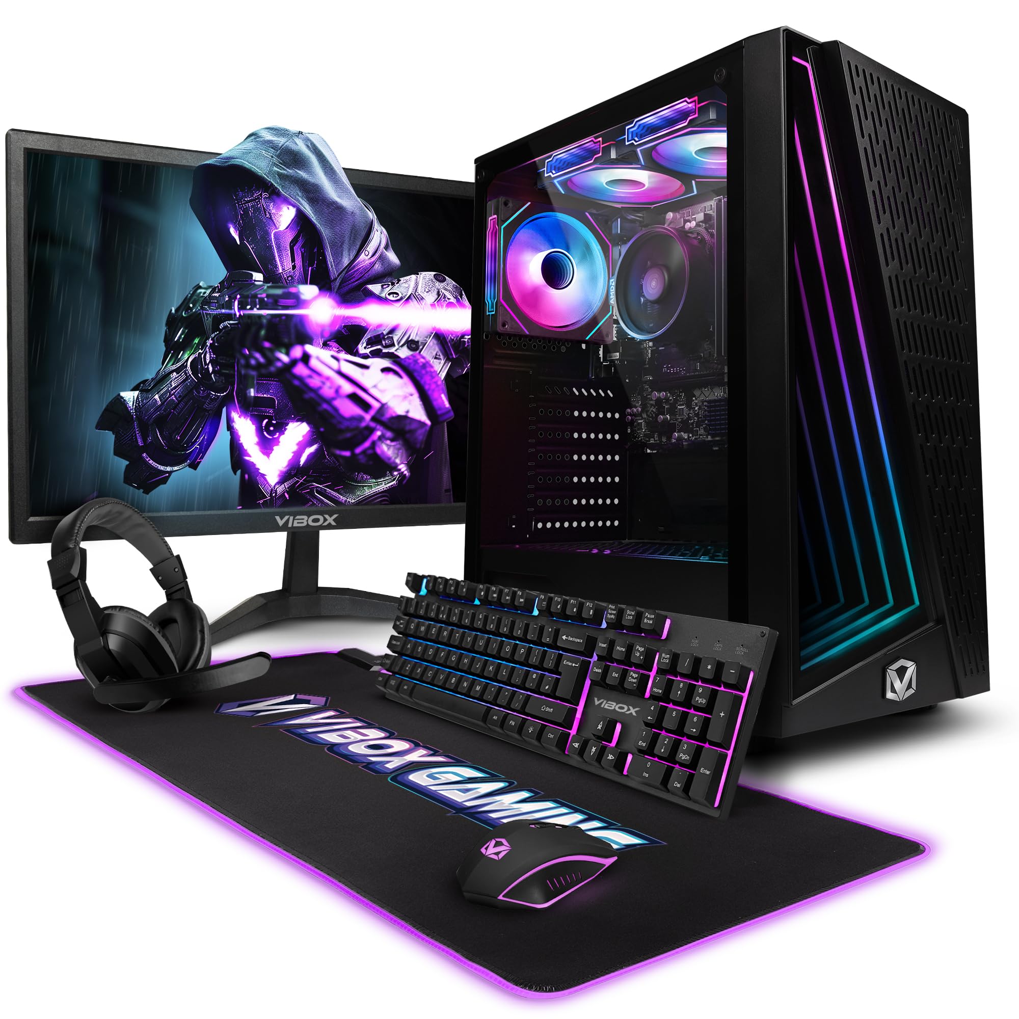 Vibox I-8 Gaming PC Set Komplett • Monitor 22 Zoll • AMD Ryzen 3 3200G 4-Kern • Radeon Vega 8 • 16GB RAM • 1TB SSD • Windows 11 • WLAN