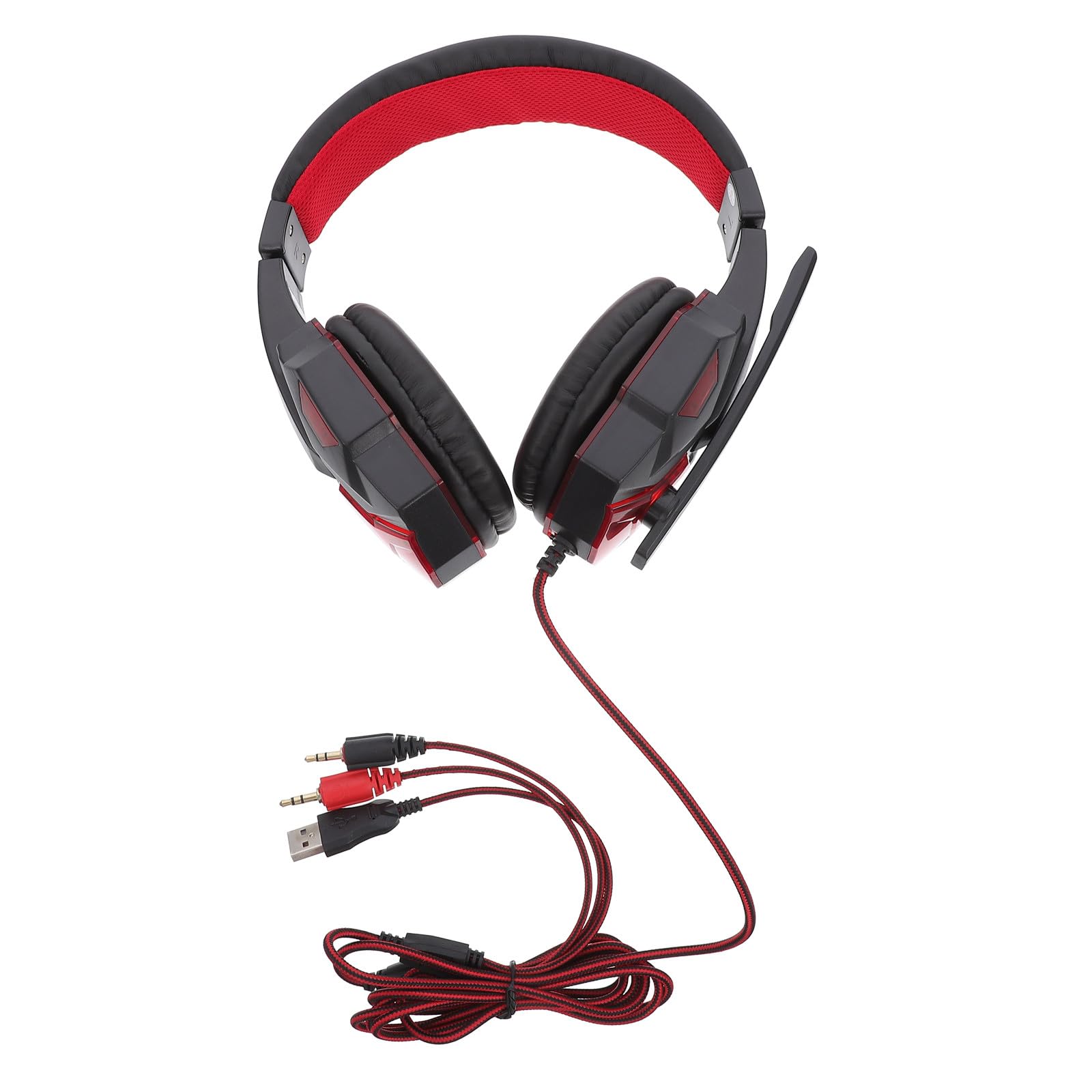 OSALADI Gaming Headset und Abs Material und Geräuschunterdrückung mit Mikrofon Kabelgebundenes Over Ear Stereo Gaming Headset mit Rotierenden Lautstärkereglern Für PC Spiele und