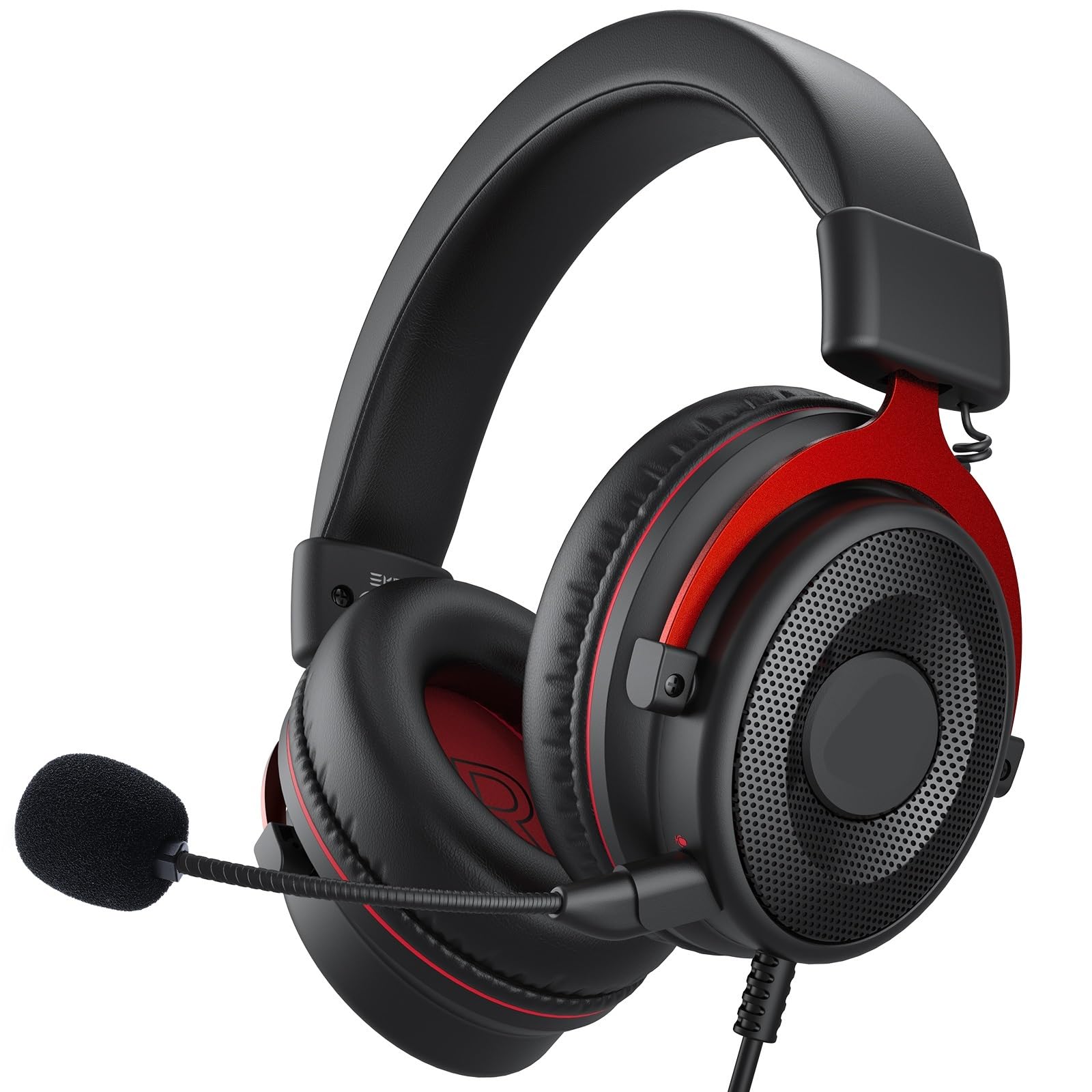 Generisch Kompatibel mit E900 PC-Gaming-Kopfhörern, 3,5-mm-Kabel-Headset, Gamer-Stereo-Over-Ear-Kopfhörer abnehmbarem Mikrofon(Black Red)