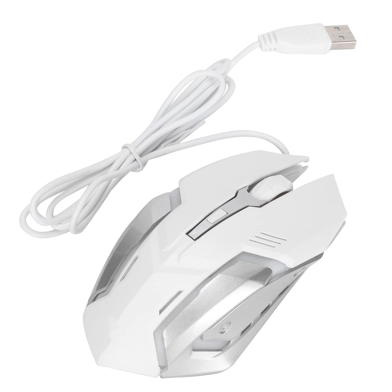 Bewinner X7 Kabelgebundene Gaming-Maus mit 7-Farben-Atemlicht, 4 Programmierbaren Tasten, 1600 DPI, Plug-and-Play-USB-optische Maus für PC-Laptop (White)