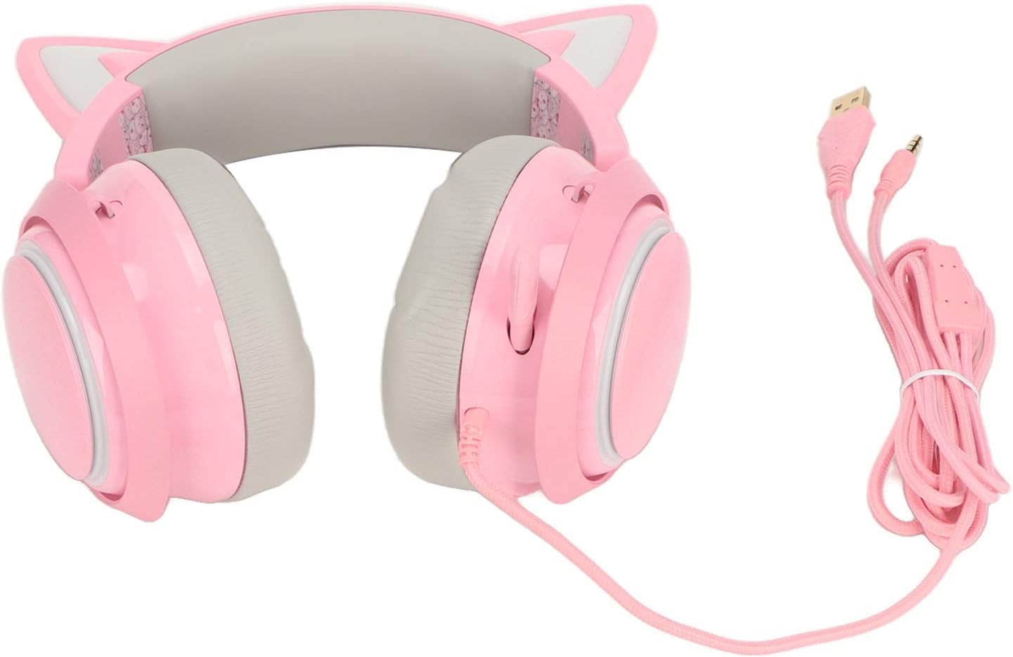 Gaming Headset Katzenohr Kopfhörer 3 Soundeffekt Ergonomisch mit Mikrofon für Erwachsene Farbschalter mit Effekt Mehr Schönes Tolles Licht wird das gemeinsame Gaming Attraktives Design Ohr