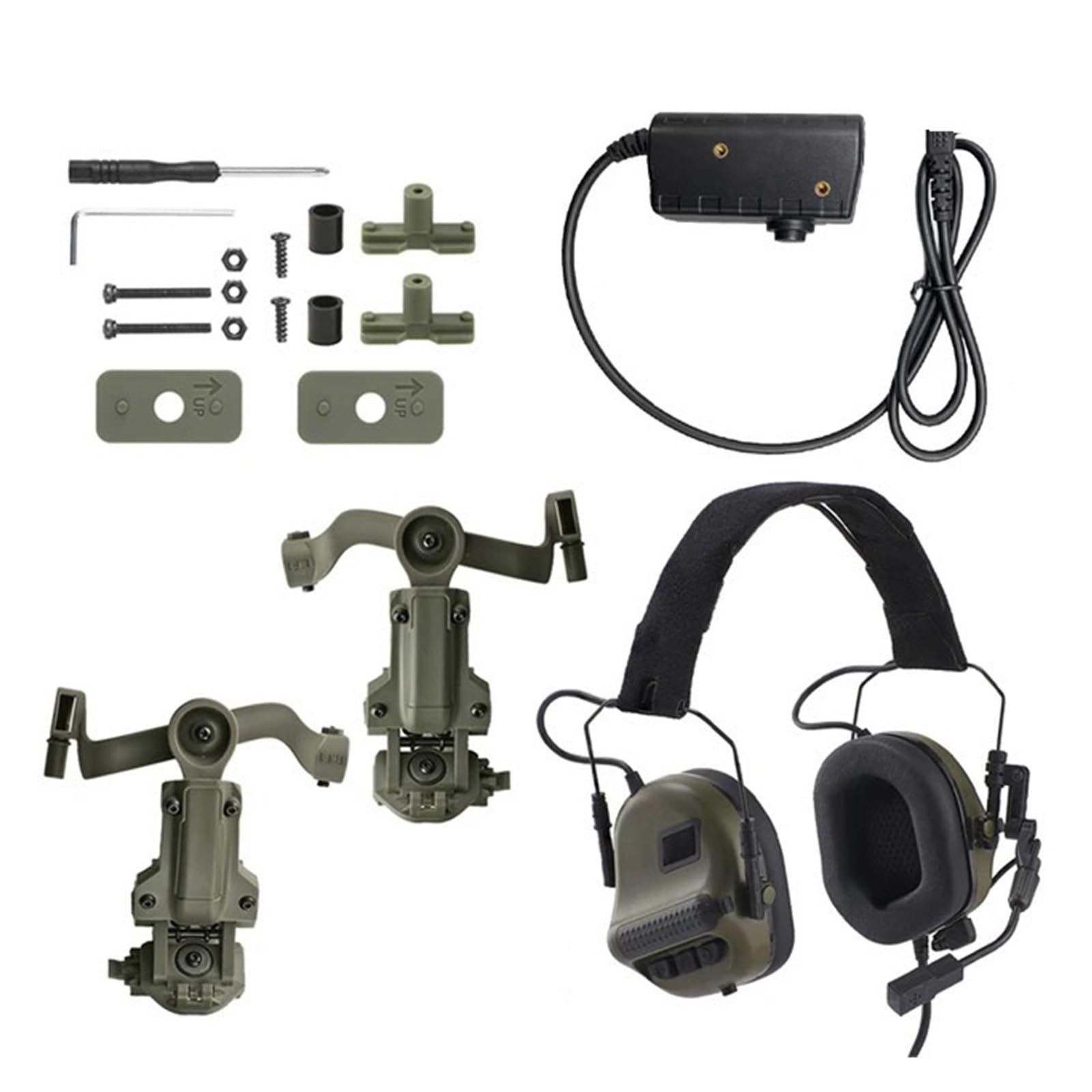 Generisch Ohrenschützer-Headset-Ohrhörer, am Ohr montierte Kopfhörer, atmungsaktives Haken-Headset(F10-E-Green Set)