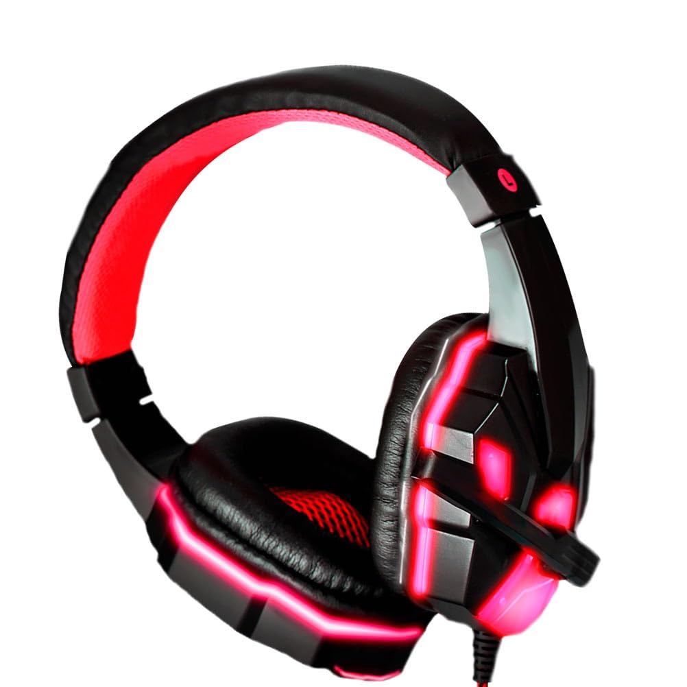 Toddmomy Kabelgebundenes Gaming Headset mit Noise Canceling Mikrofon und Lautstärkeregelung Rotes Abs Material 40mm Lautsprecher Fürpc und Spielkonsole