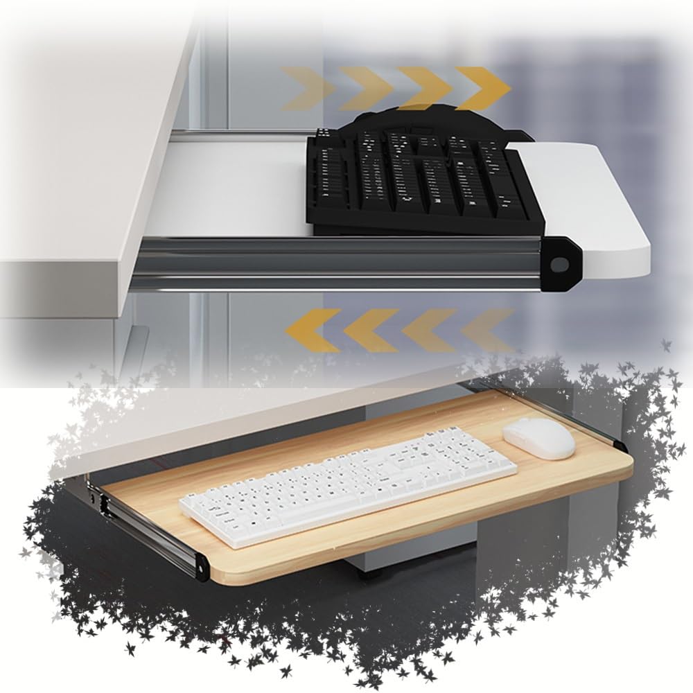 Tastatur- und Maus-Plattform für Untertisch-Tastatur mit Schienen, Computertastatur-Unterstützungsablage, platzsparendes Design für Home Office und Gaming