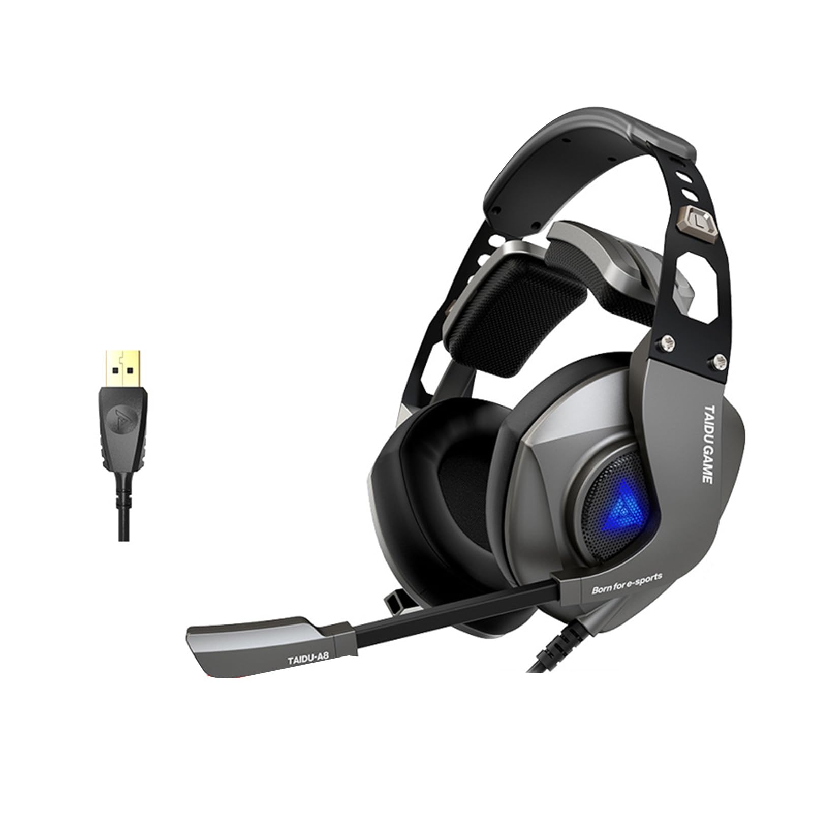 USB-Headsets mit Mikrofon, kabelgebundene Kopfhörer mit Farblicht 7.1 Surround-Sound, perfekt für Online-Streaming, Gaming, Chat-Headsets
