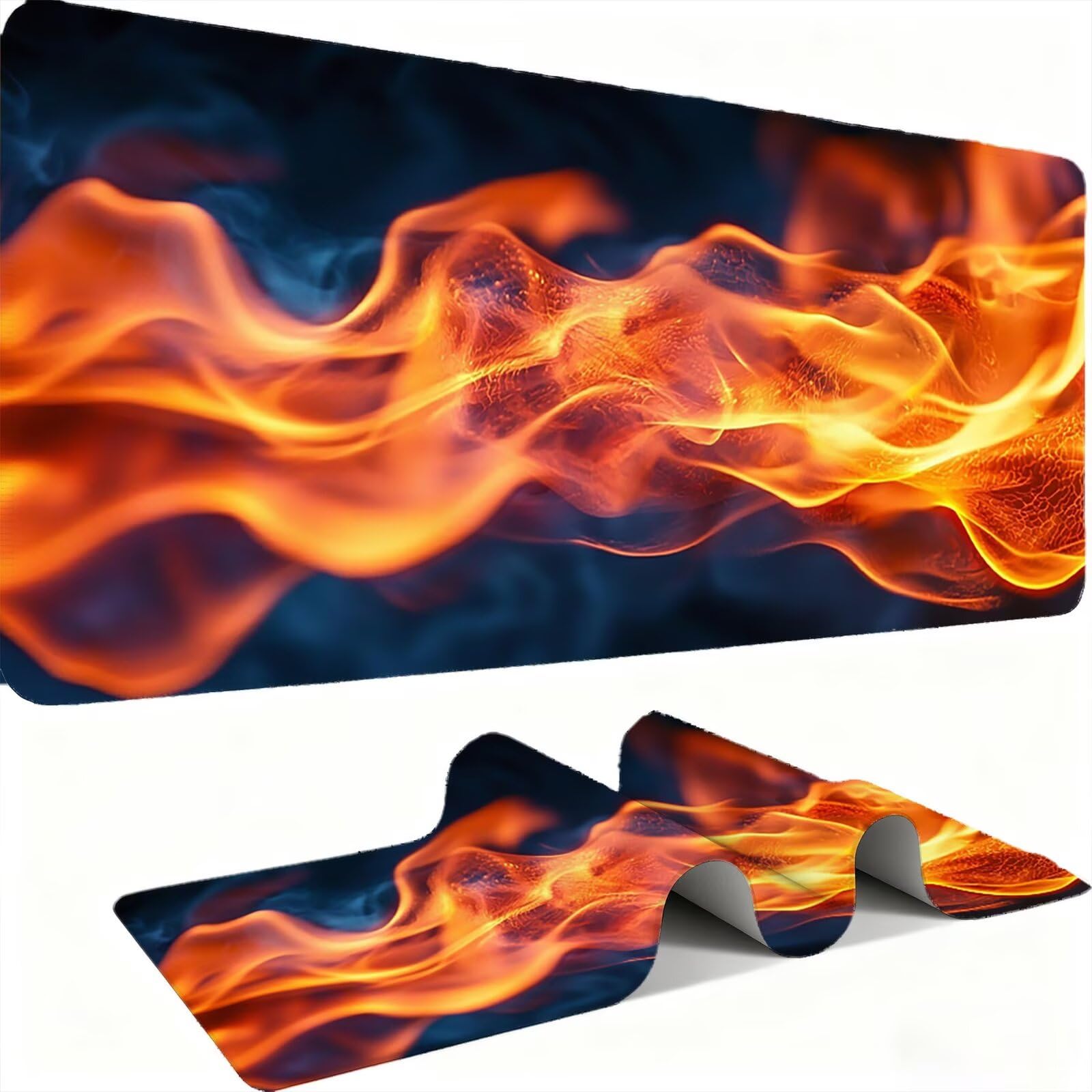 Mauspad, Mousepad XXL 1500 x 800 mm Großes Schreibtischunterlage Abstraktes Feuer, Vernähter Rand, rutschfest Ieise Mauspad Gaming, für Gaming Büro Office Home, Mouse Pad -alle Maus Arten C0P-761