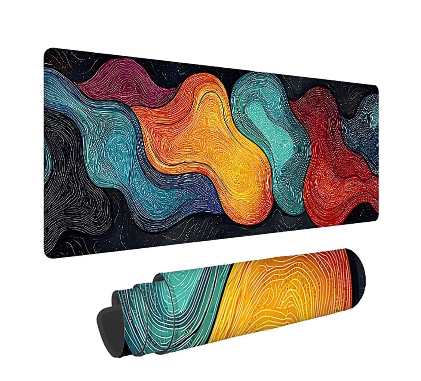 Gaming Mauspad XXL 1600x800x3mm, Einfach Anti-Rutsch Mousepad XXL, Bunt groß Schreibtischunterlage, Waschbares rutschfeste Gummibasis, Mauspad mit Nähten an Den Kanten für PC, Maus LJ-2050